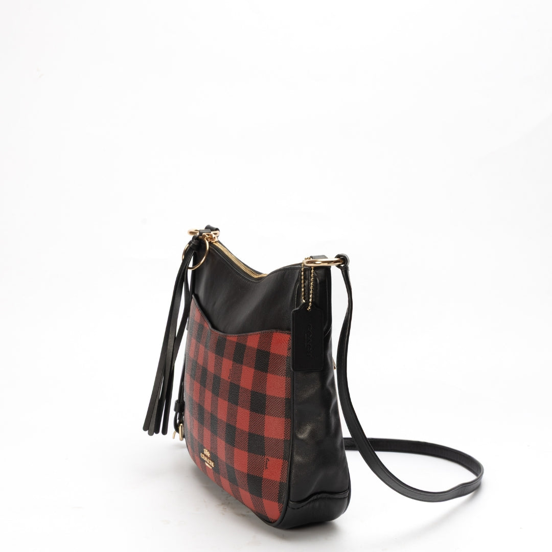 Coach Chaise Red Checkers Canvas Crossbody Bag