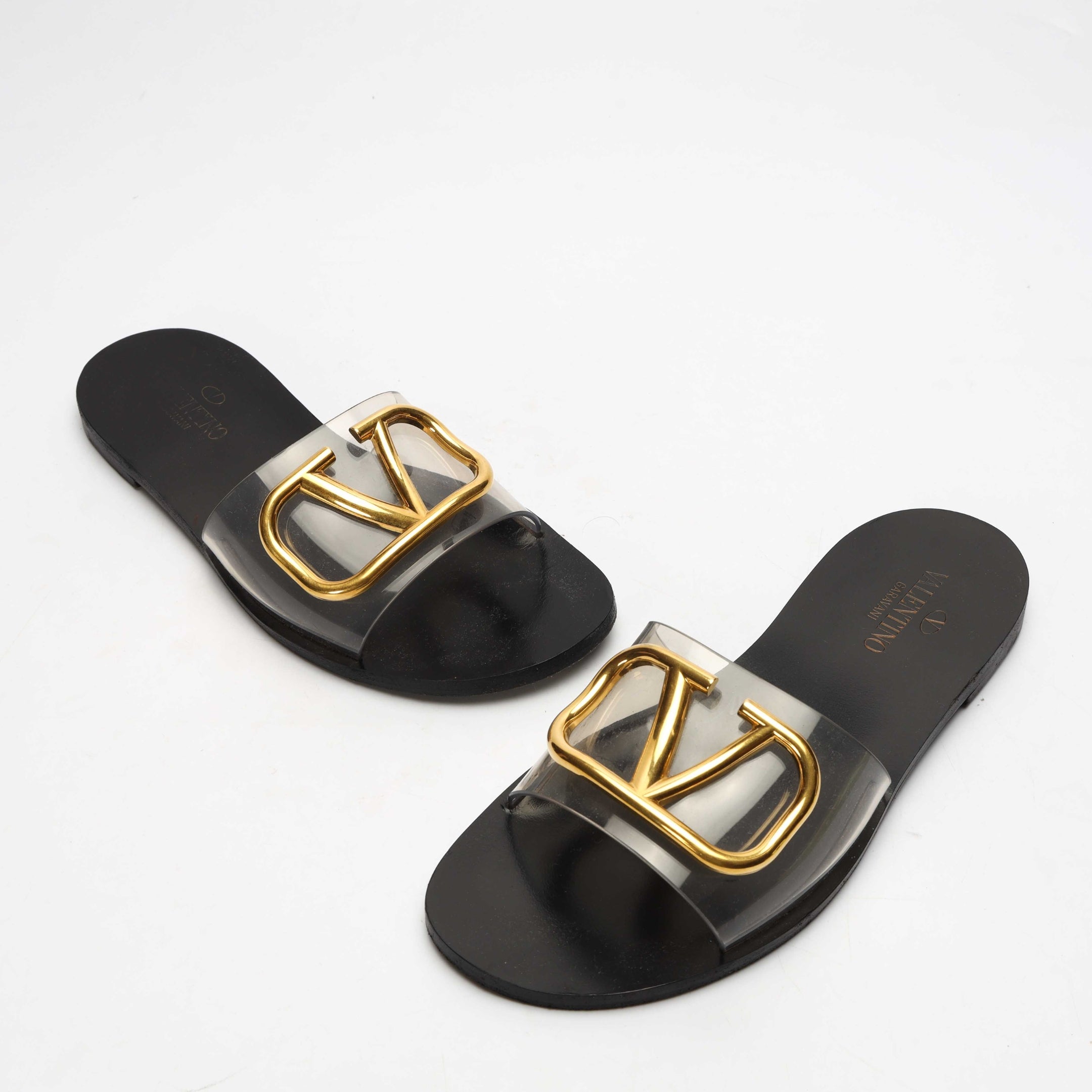 Valentino Transparent VLogo Signature Slide Sandals