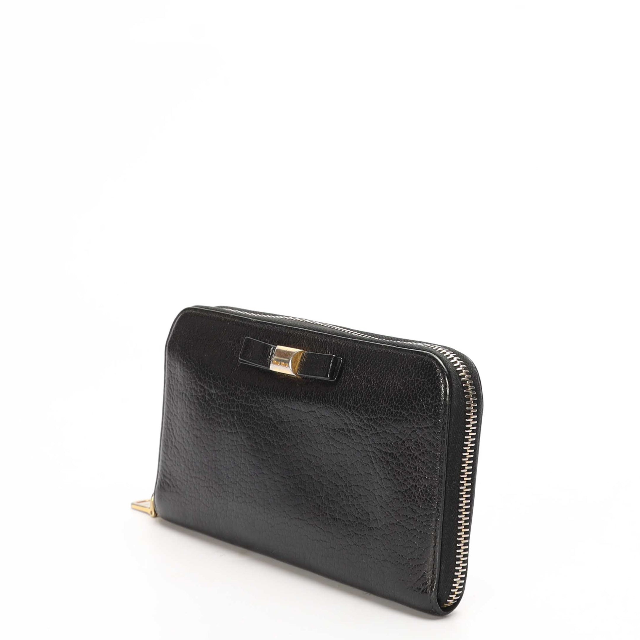 Miu Miu Black Bow Zip Wallet