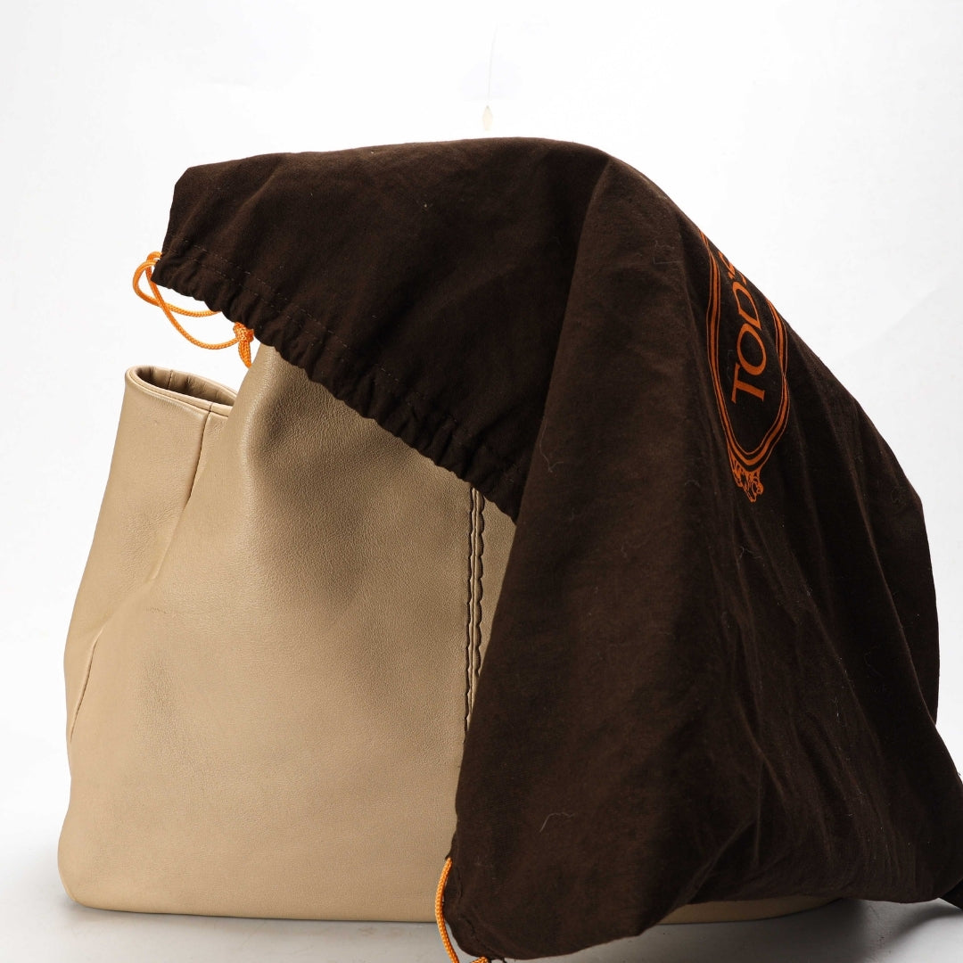 Tods Beige Large Shopping Tote