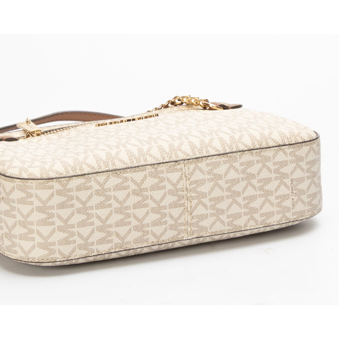 Michael Kors Jet Set Vanilla/Brown Crossbody Bag