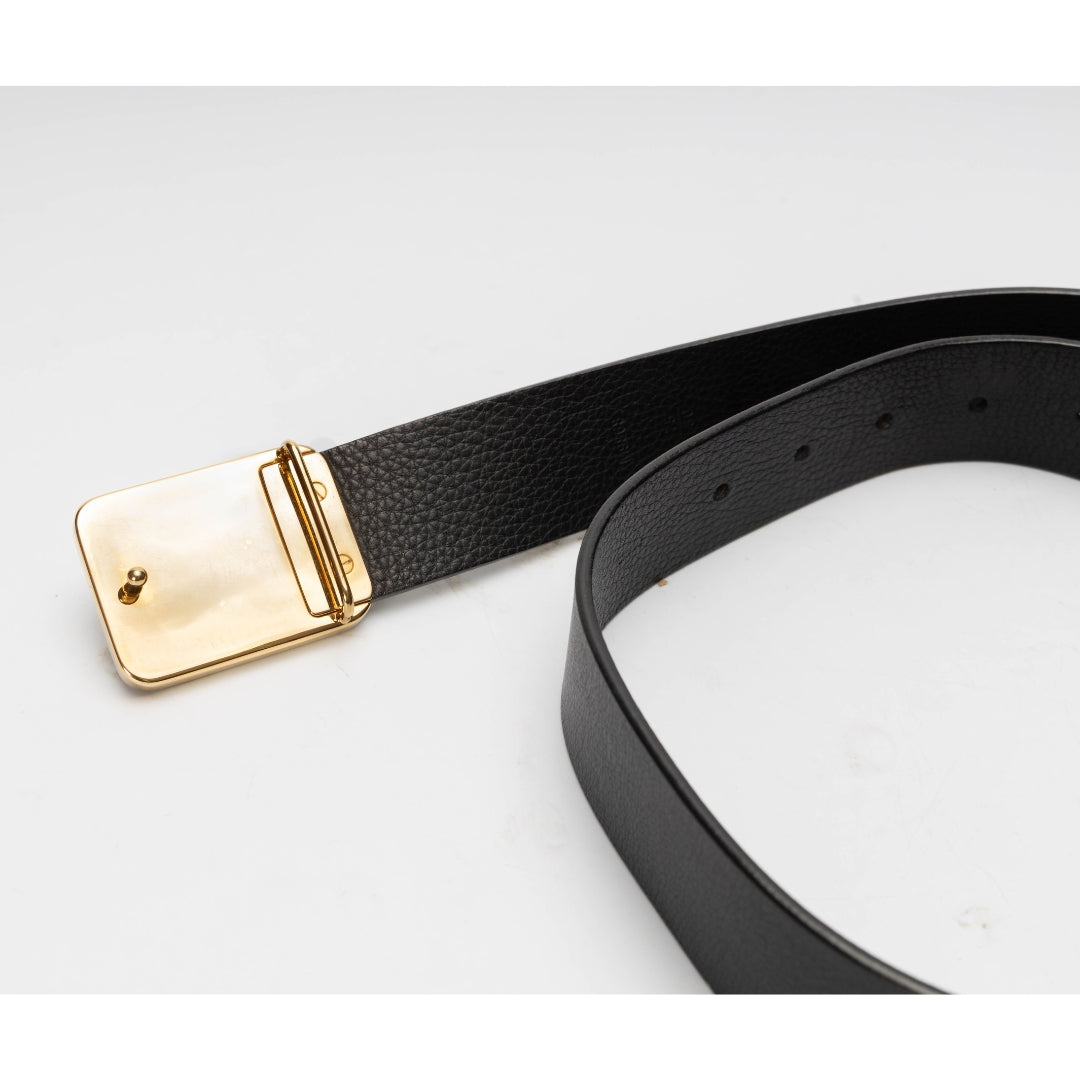 Louis Vuitton Black Leather Buckle Belt