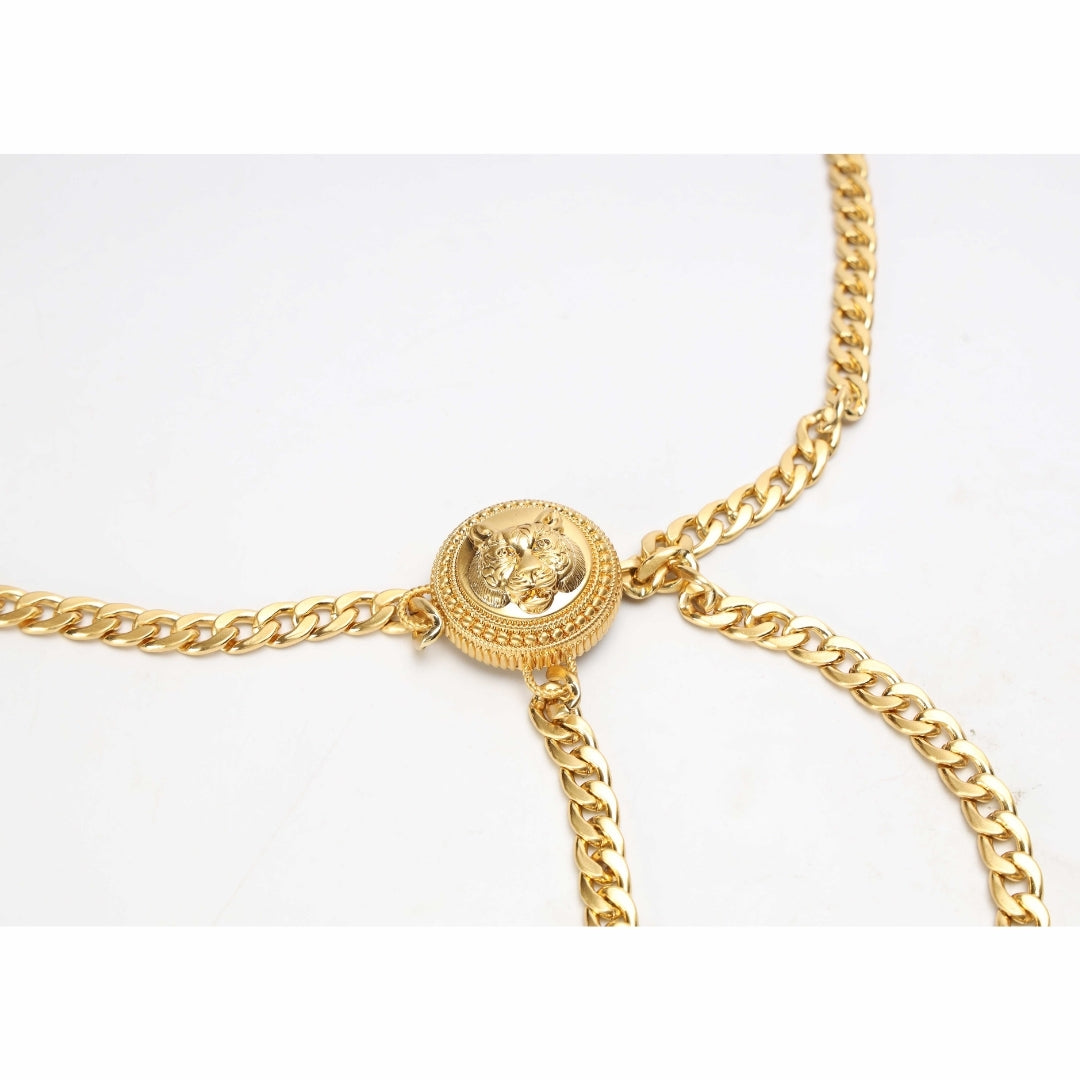 Sabyasachi Gold The Royal Bengal Tiger Logo Chain Belt
