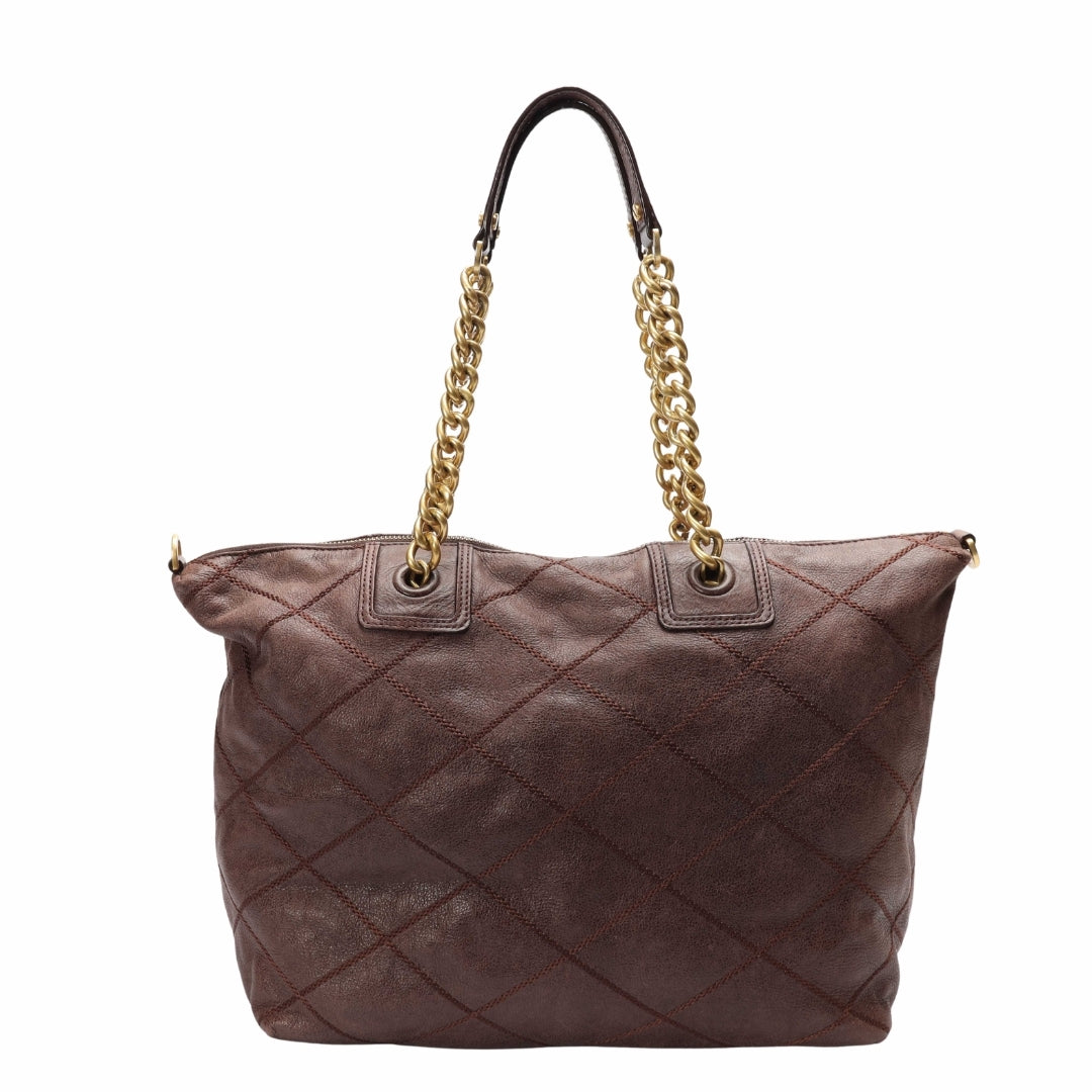 Tory Burch Lysa Diamond Quilted Brown Tote