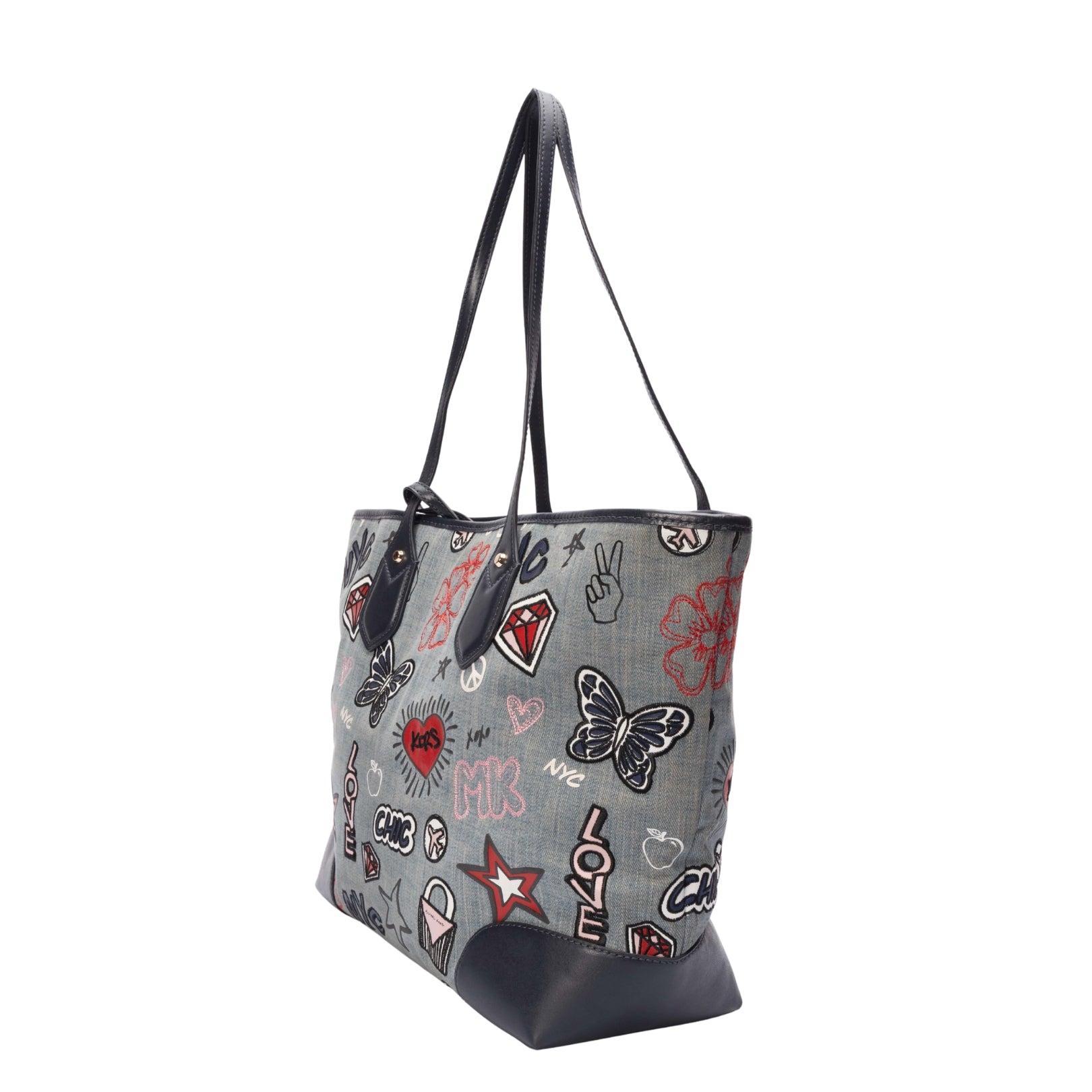 Michael Kors Eva Large Embroidered Denim Tote