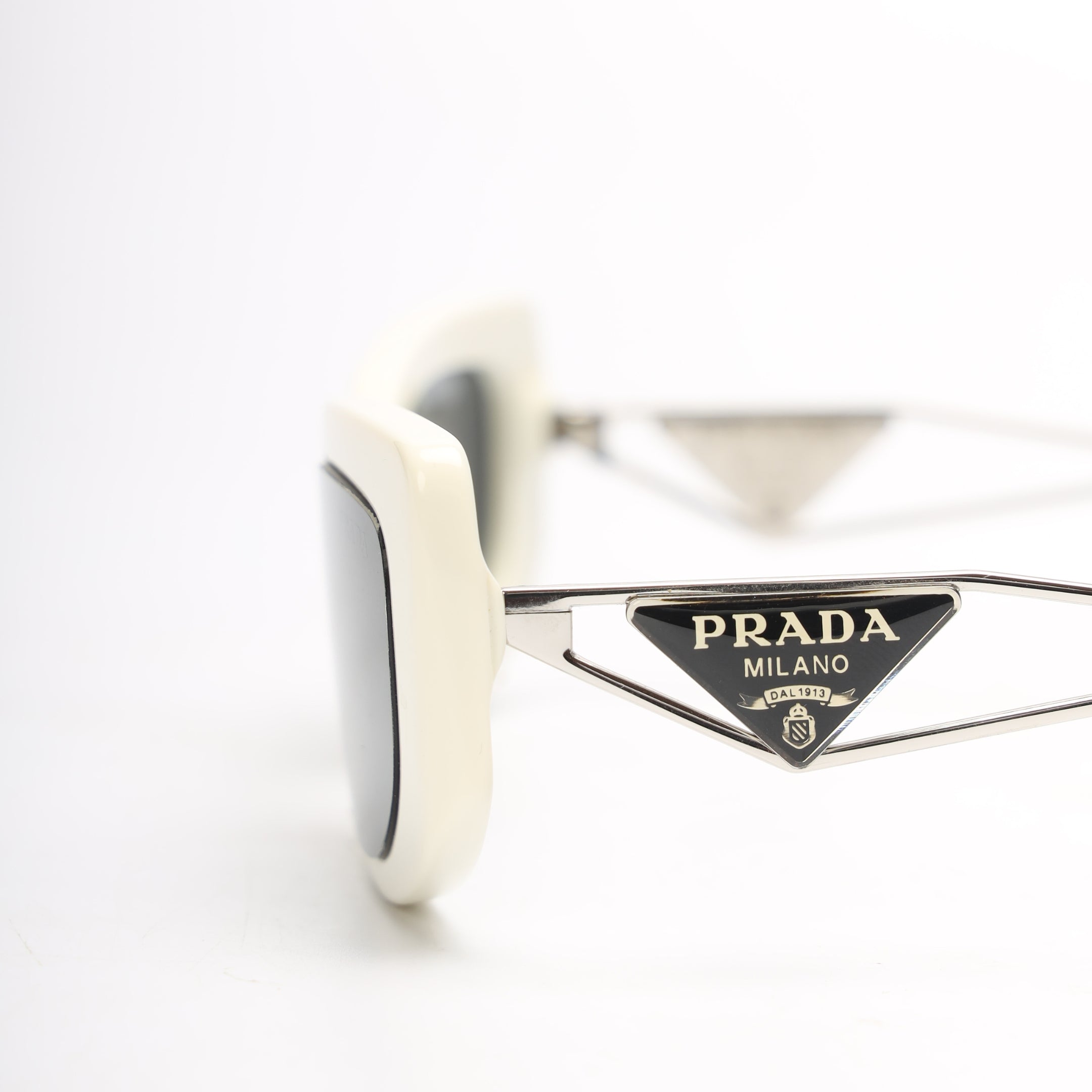 Prada White Logo Frame Rectangle Sunglasses