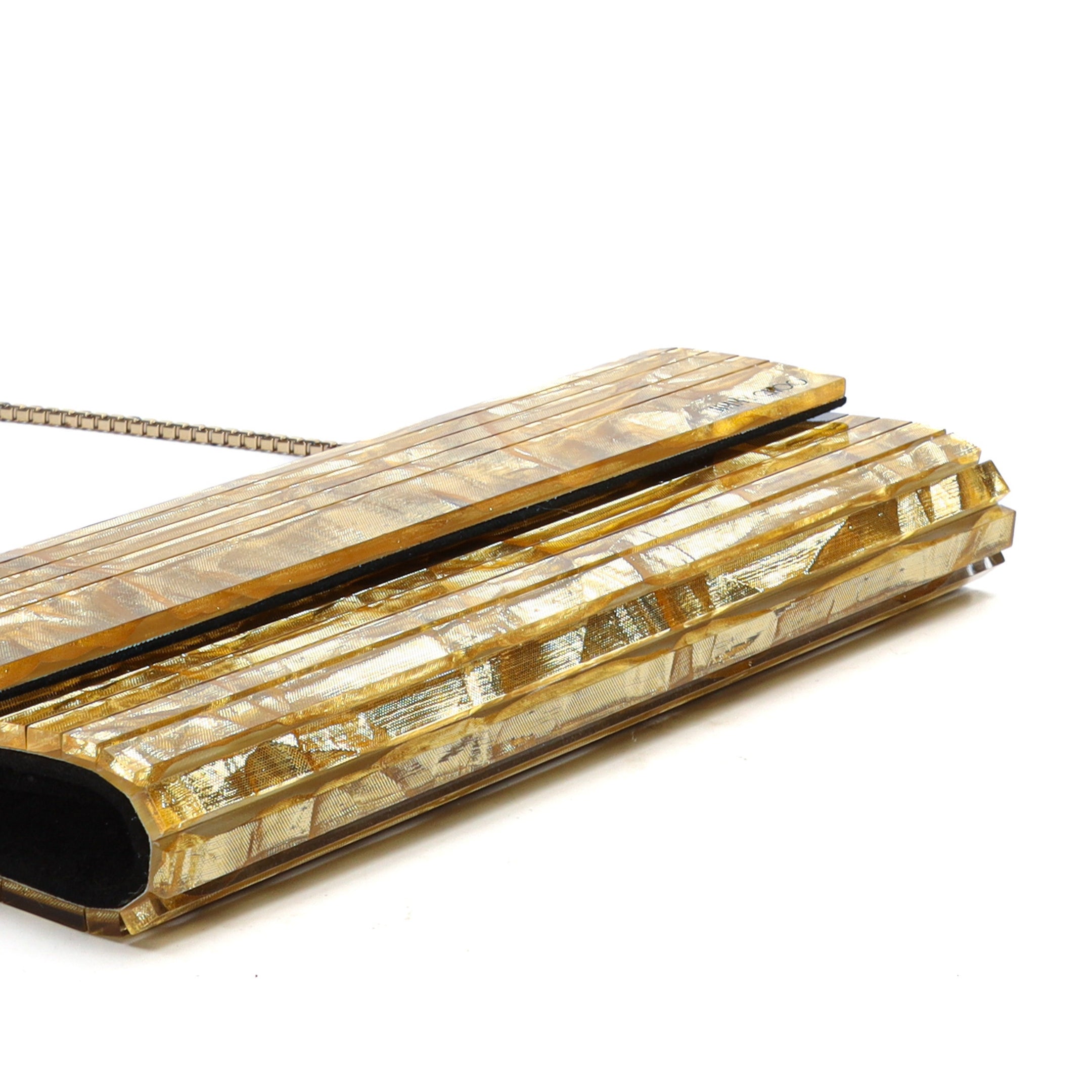 Jimmy Choo Sweetie Gold Metallic Crush Clutch Bag