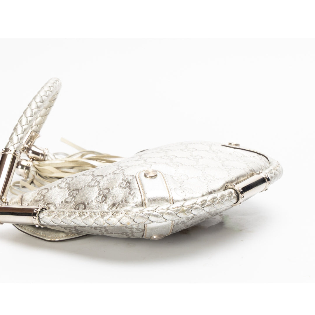 Gucci Metallic Silver Guccissima Britt Shoulder Bag