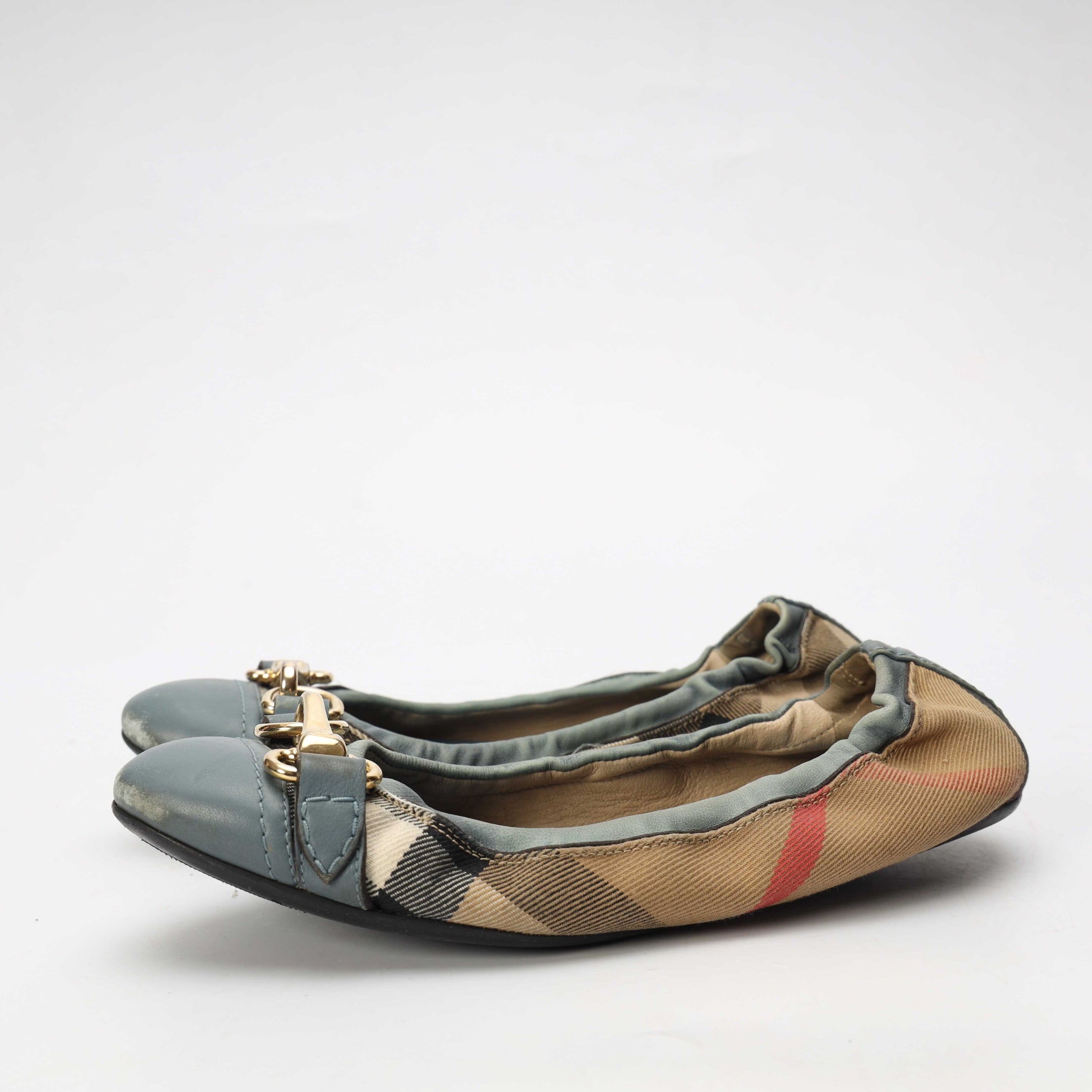 Burberry Blue Check Fawn Ballerinas