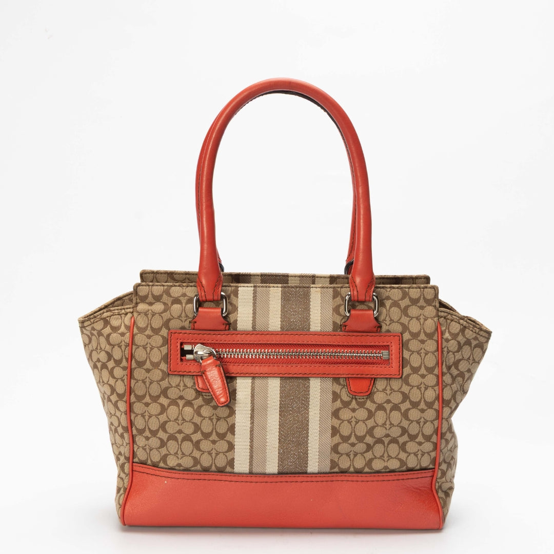 Coach Beige/Orange Signature Canvas Tote