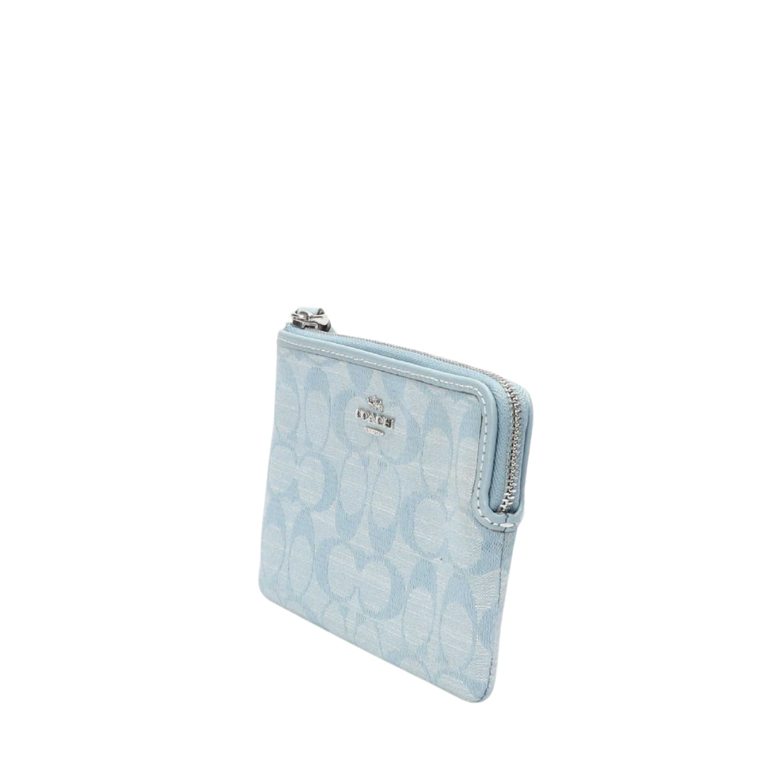 Coach Corner Zip Signature Chambray Wristlet