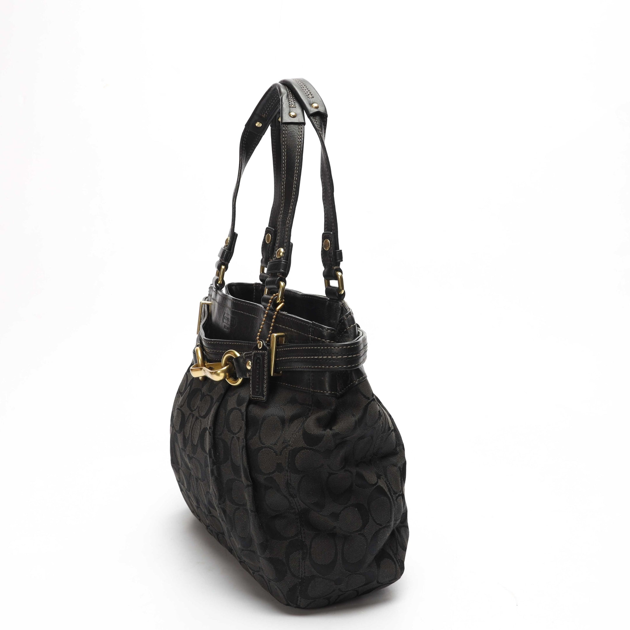 Coach Signature Carly Carryall Black Hobo Bag