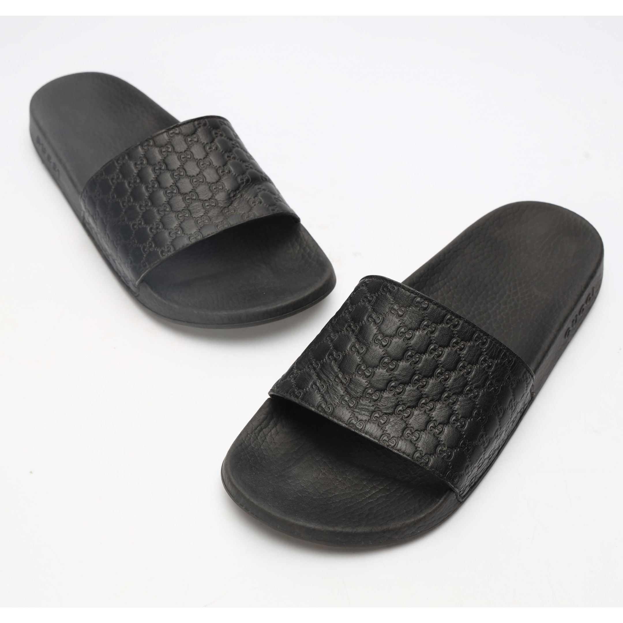Gucci Black Micro Guccissima Slides