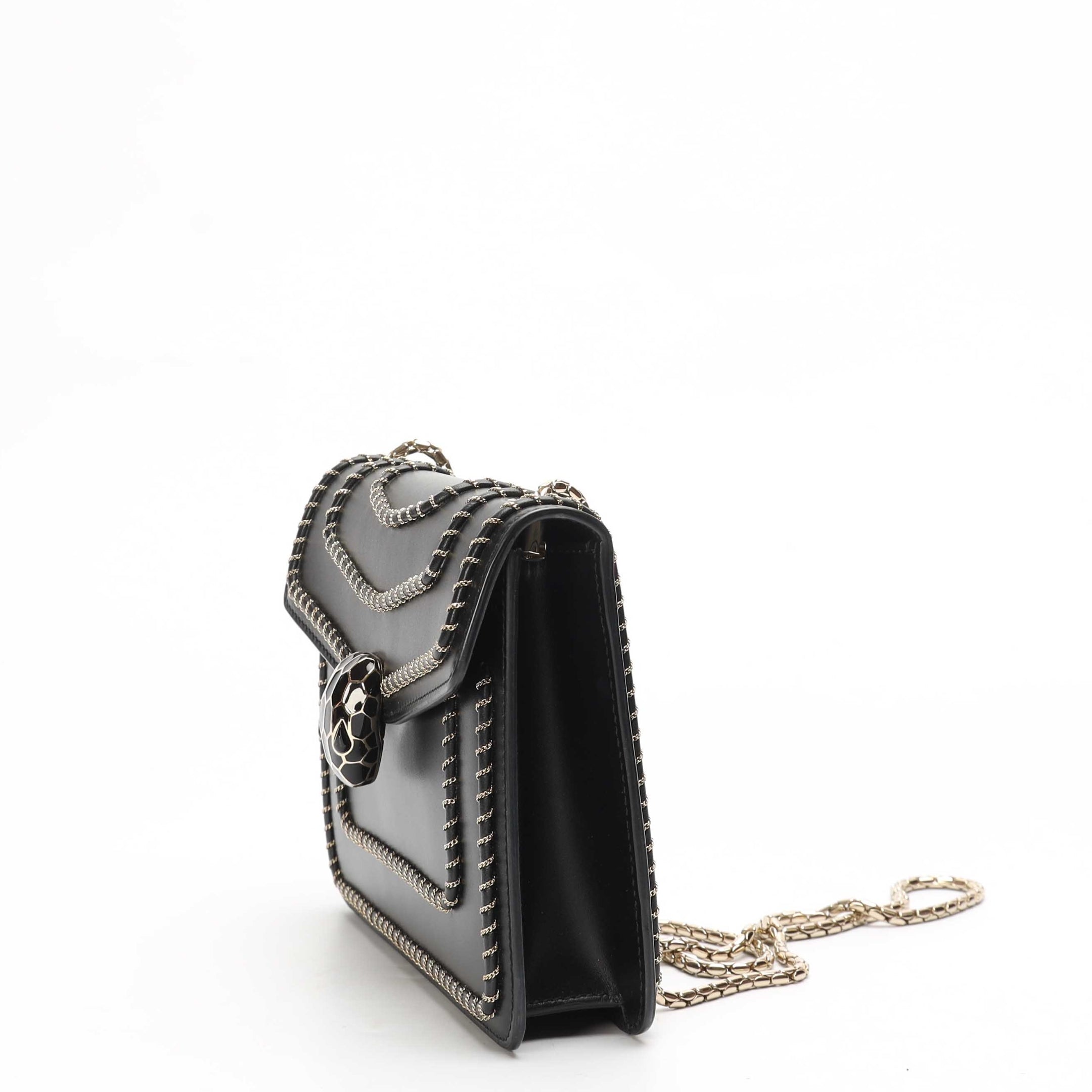 Bvlgari Black Serpenti Blast Flap Crossbody Bag