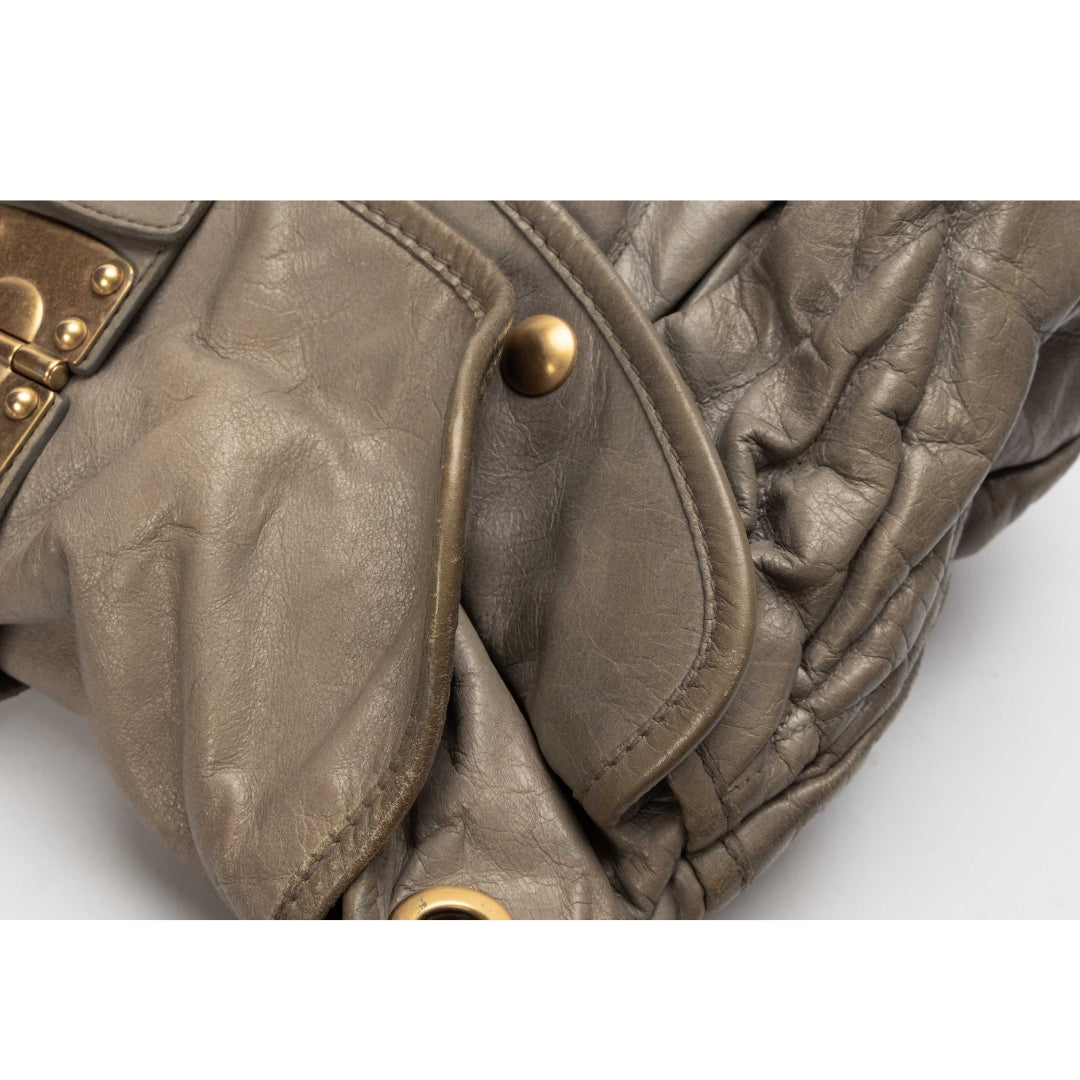 Miu Miu Grey Matelasse Lux Coffer Hobo Bag