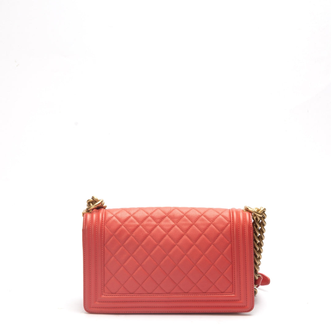 Chanel Lambskin Boy Flap Crossbody Bag Red
