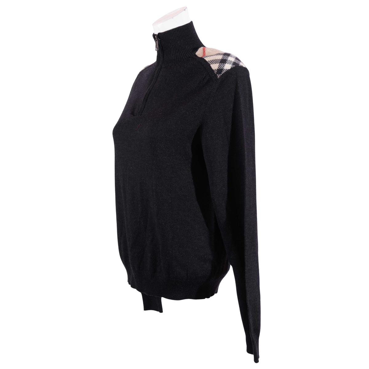 Burberry Check Half-Zip Sweater