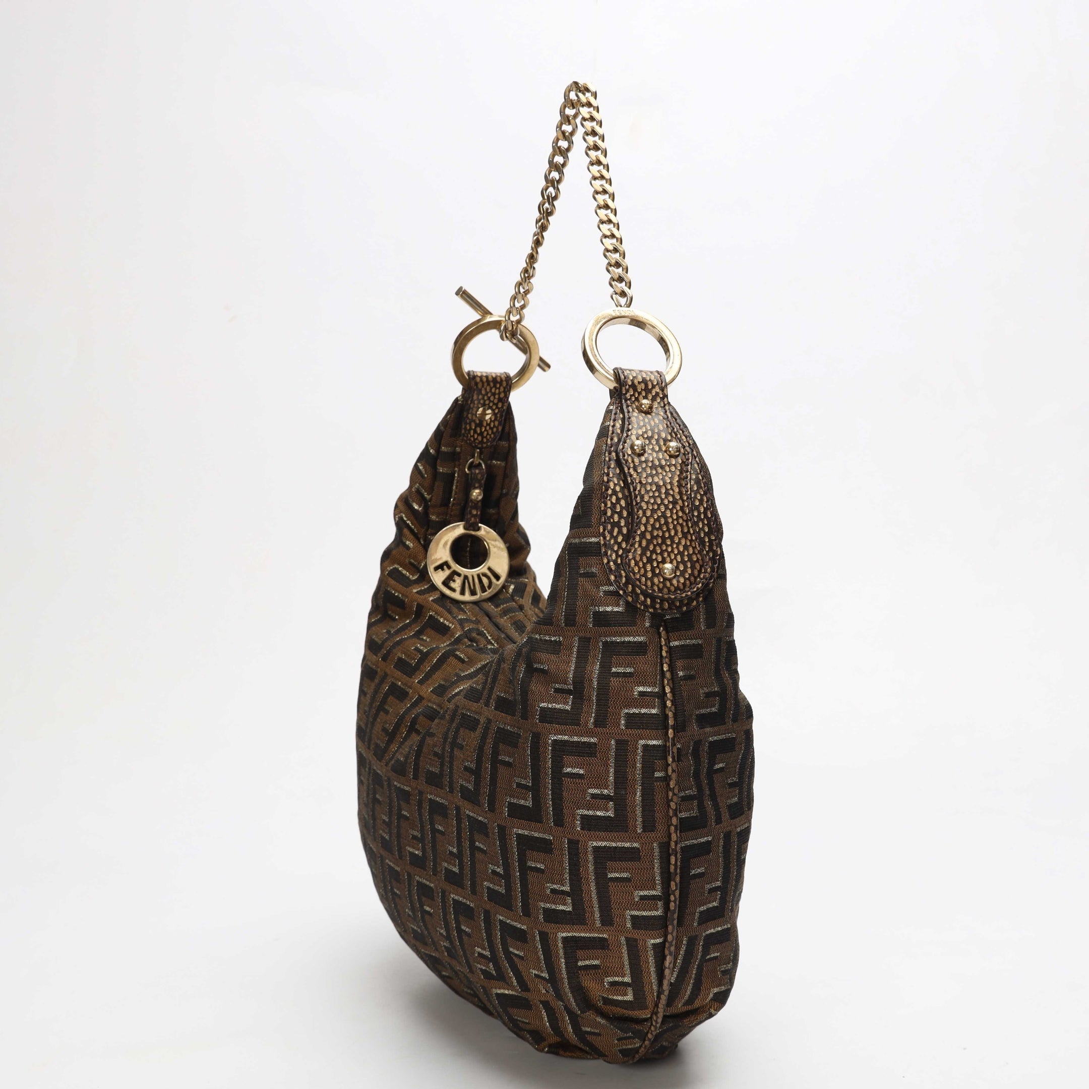Fendi Zucca Chef Chain Link Hobo Bag