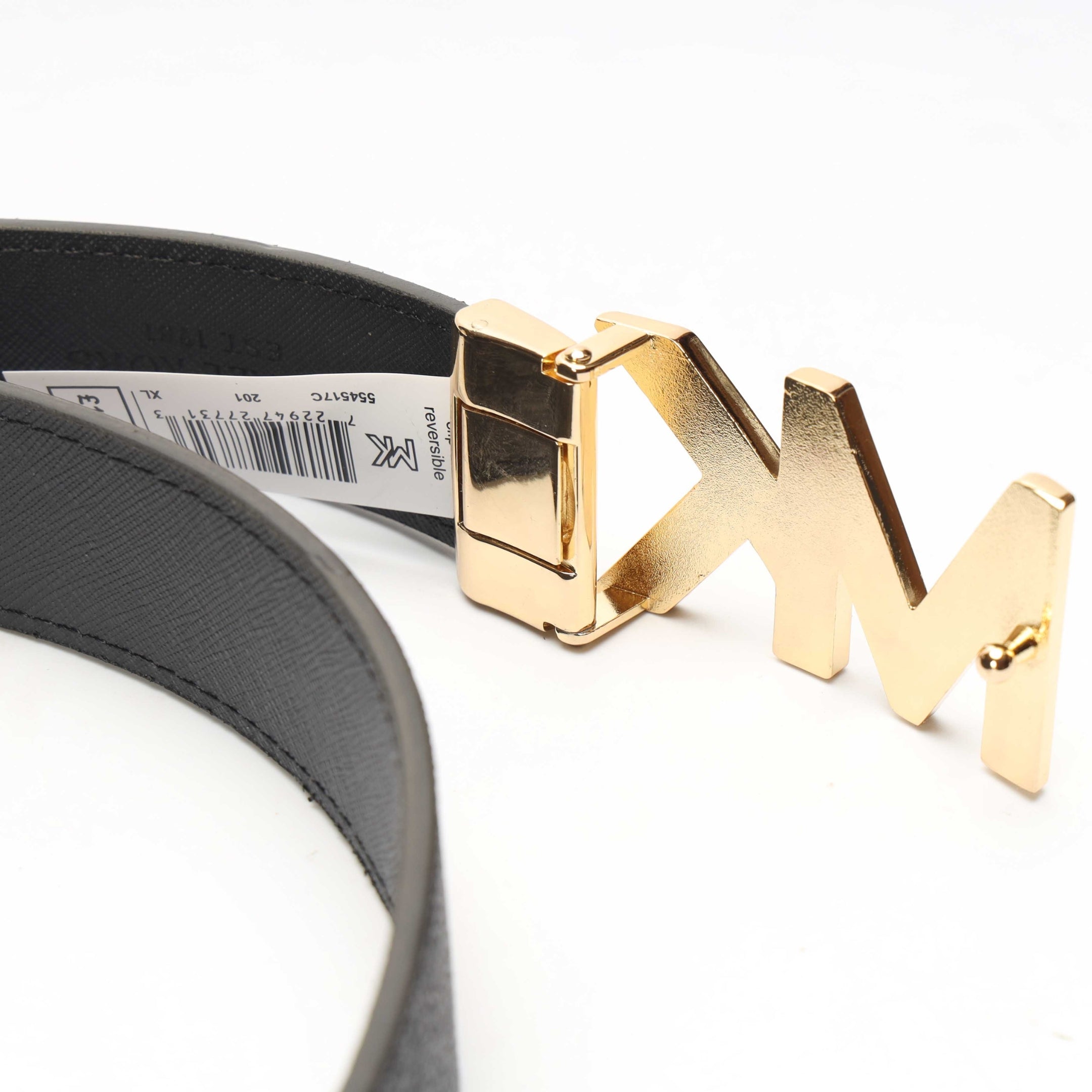 Michael Kors Black Logo Print Reversible Leather Belt