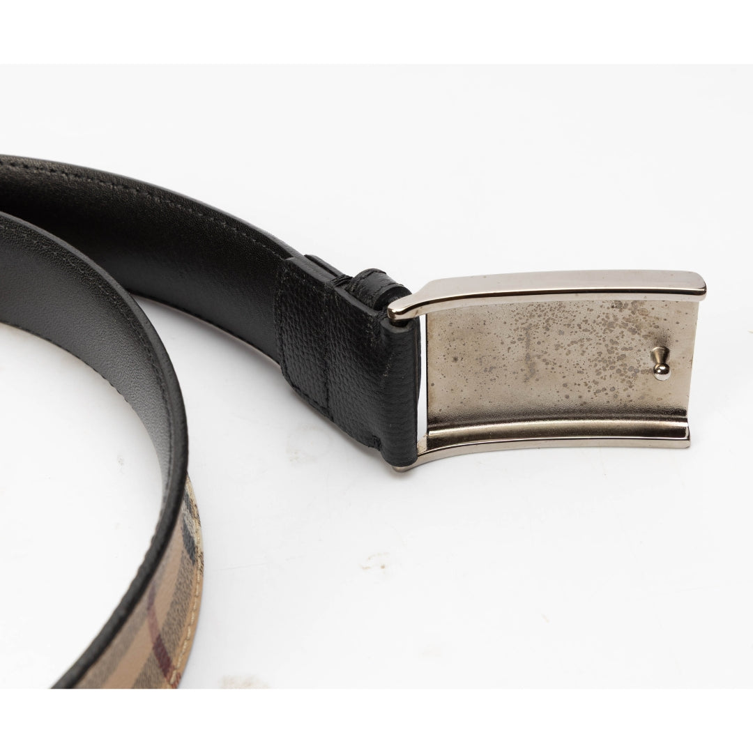Burberry Beige House Check Canvas Leather Belt
