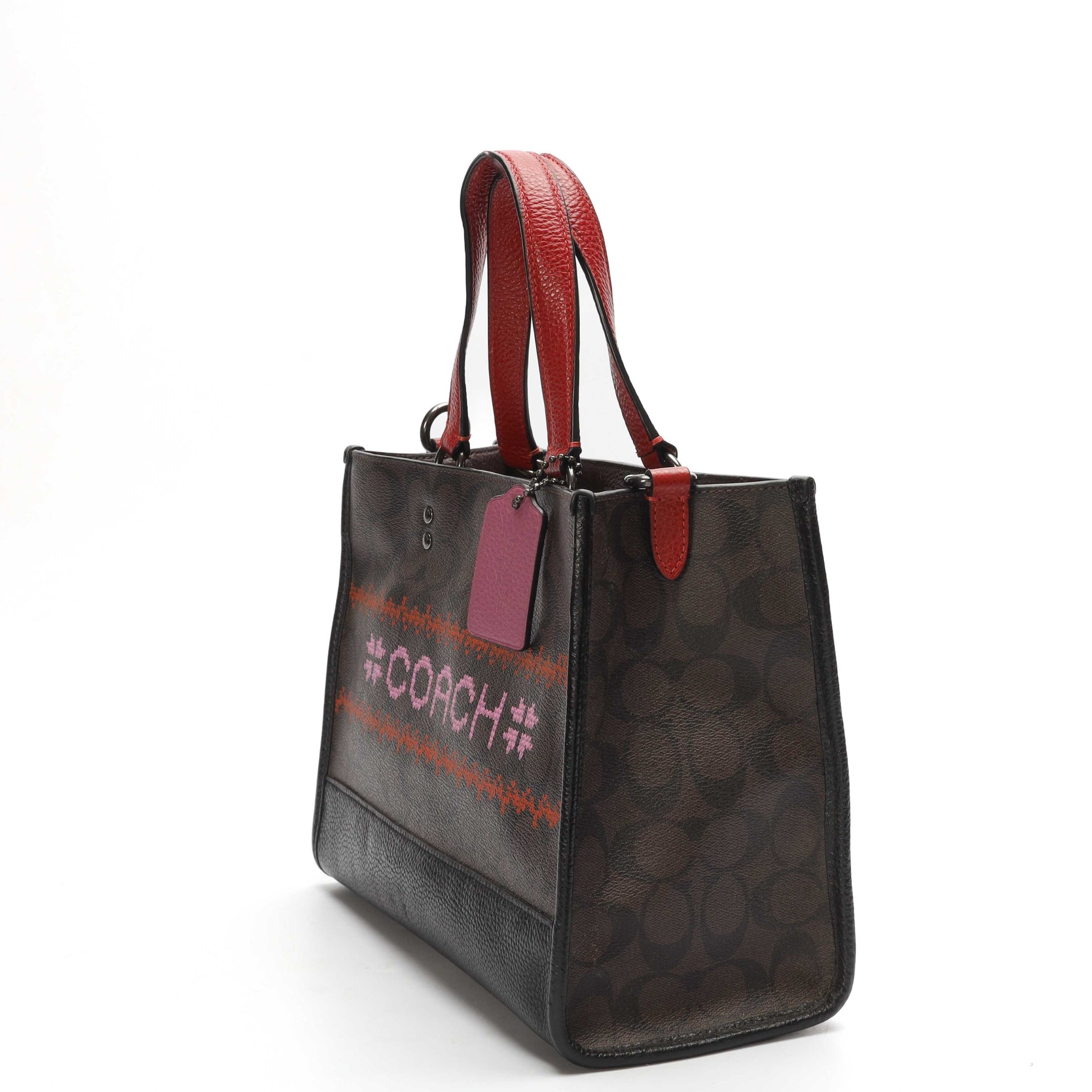 Coach Dempsey Red Carryall Sling Tote