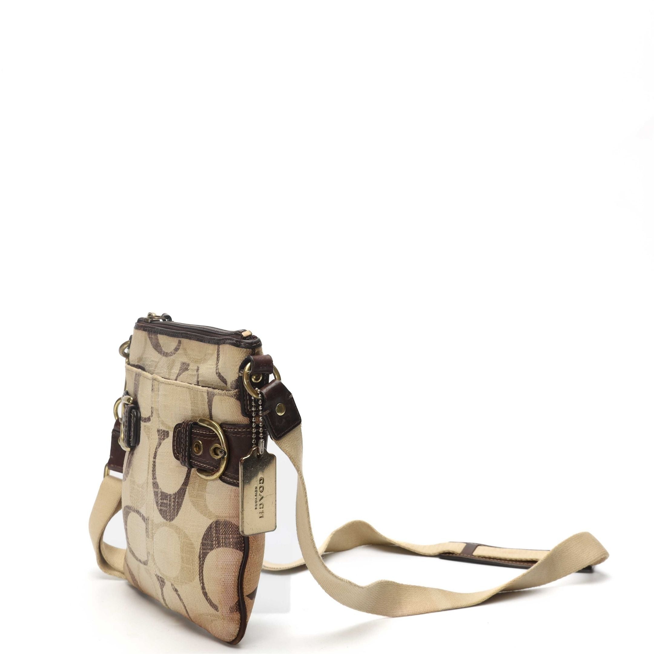 Coach Beige Logo Swingpack Crossbody Bag