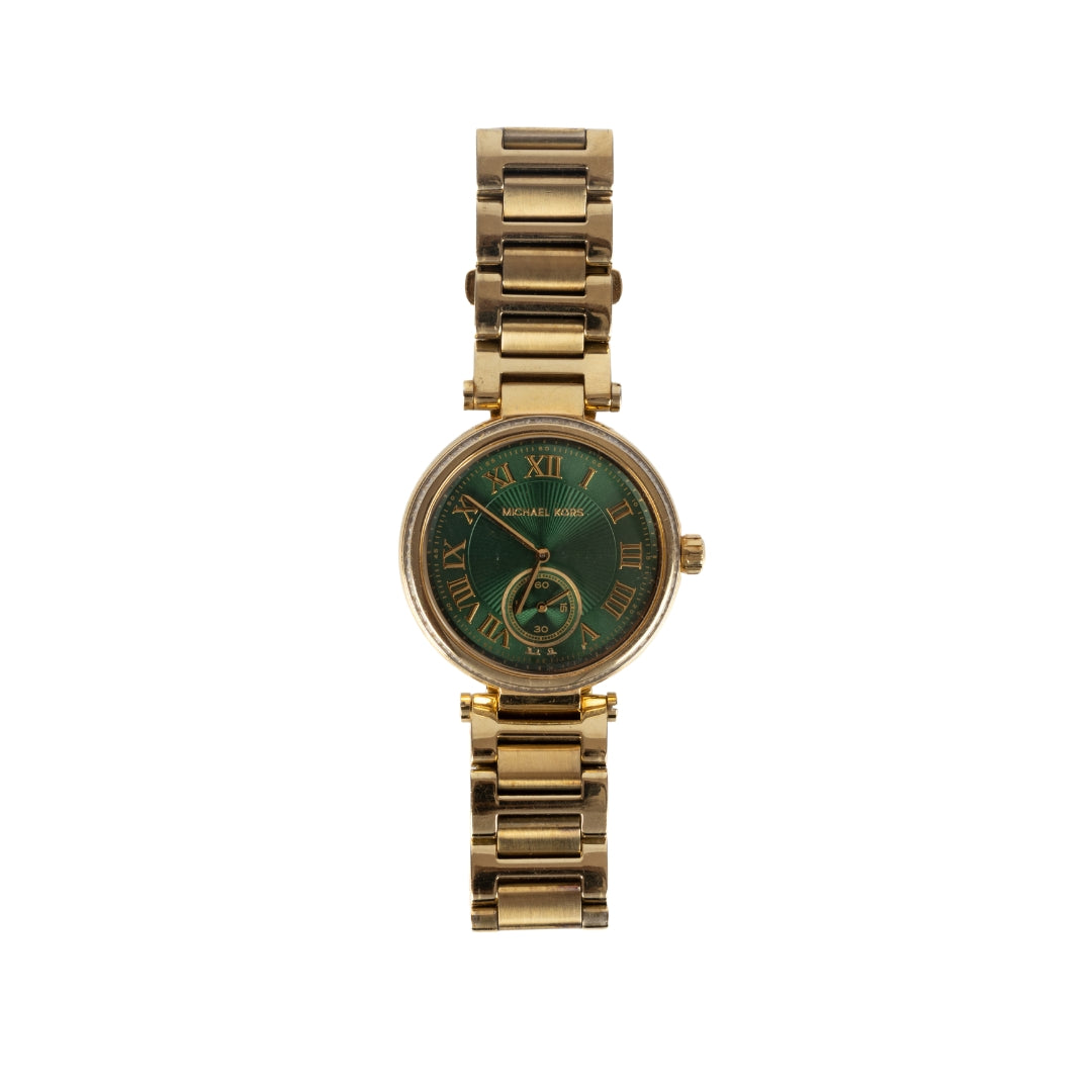 Michael Kors Skylar Green and Gold Stainless Steel Watch