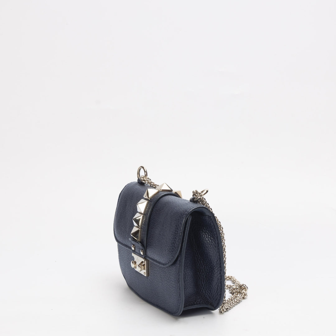 Valentino Blue Glam Lock Flap Shoulder Bag