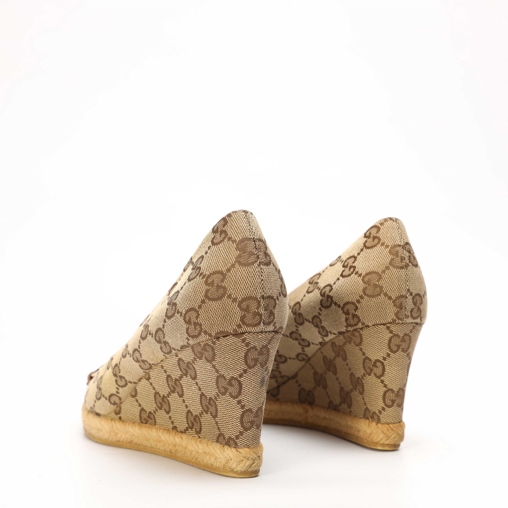 Gucci GG Canvas Wedge Espadrille Pumps