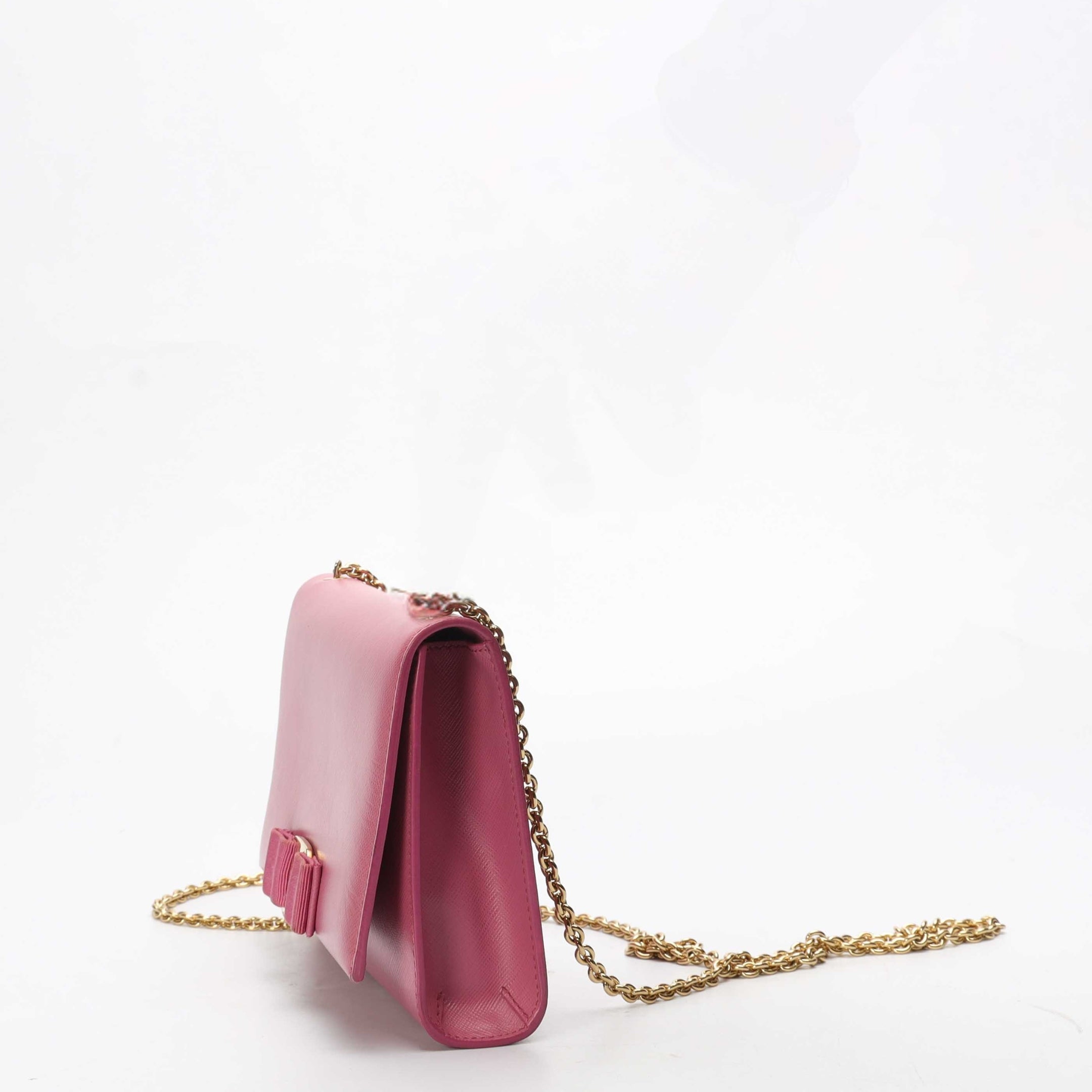 Salvatore Ferragamo Pink Vara Bow Chain Crossbody Bag