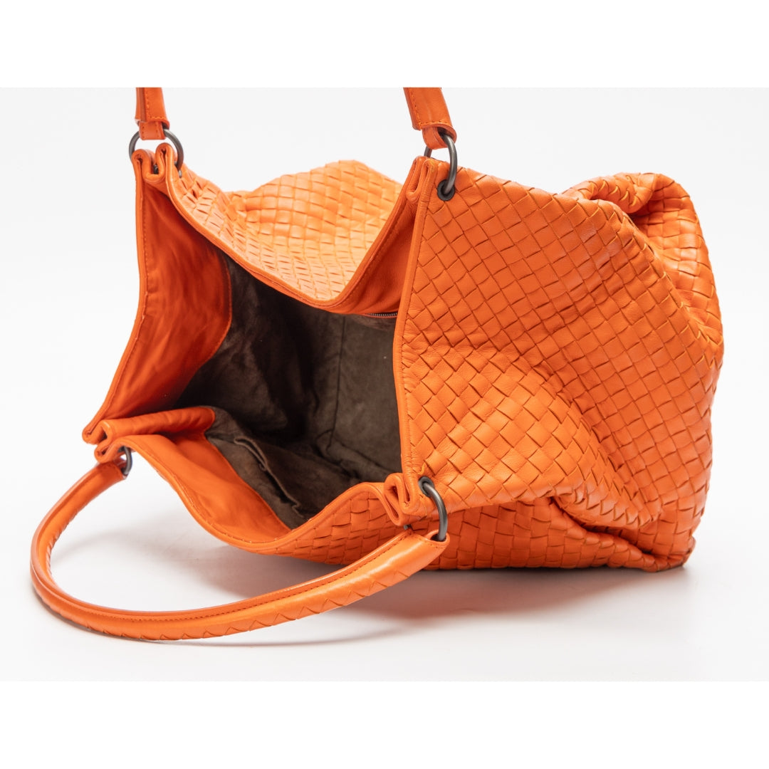 Bottega Veneta Orange Intrecciato Woven Nappa Leather Parachute Bag