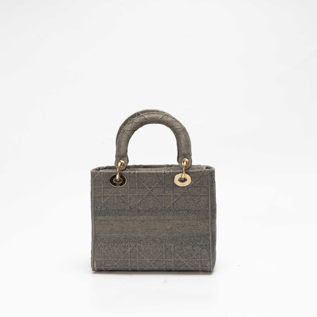 Dior Grey Cannage Medium Lady D-Lite Satchel
