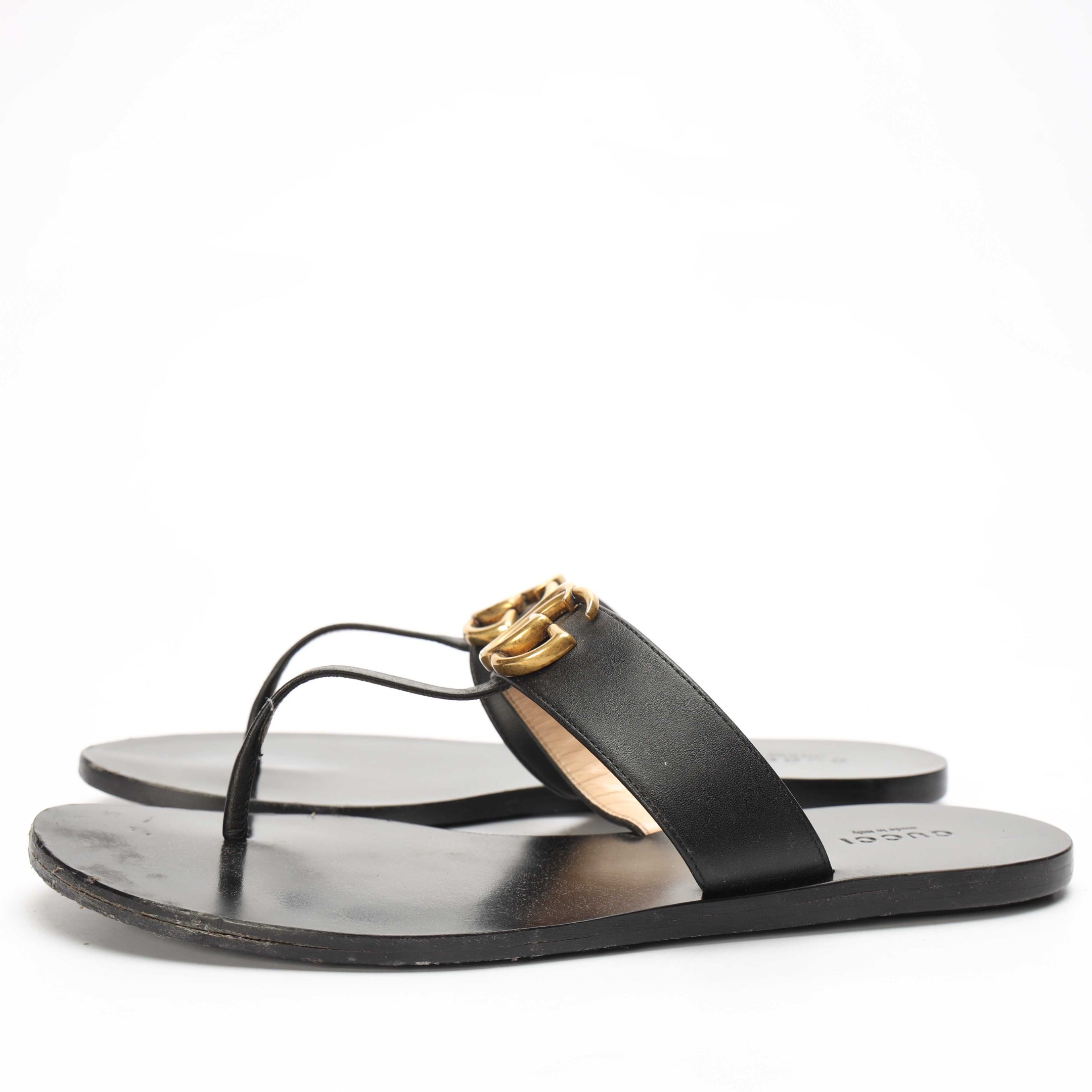 Gucci GG Black Thong Sandals