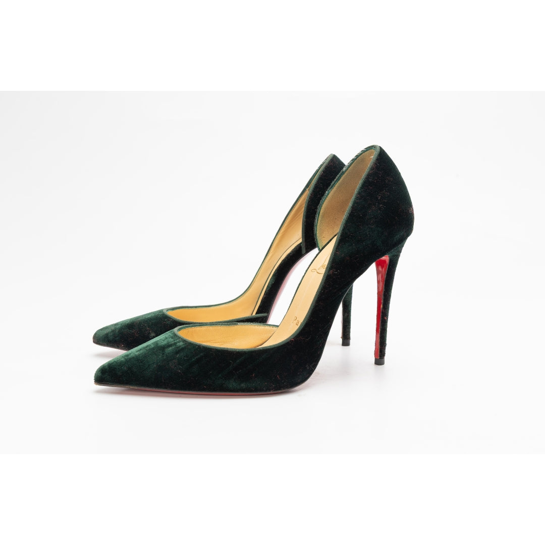 Christian Louboutin Dark Green Velvet Iriza D'orsay Pumps