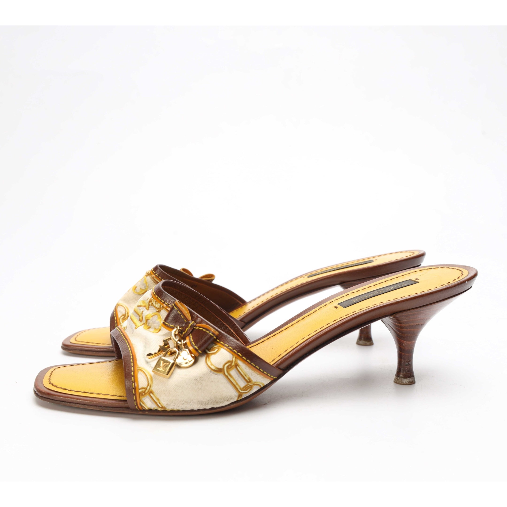 Louis Vuitton Brown Monogram Satin Charms Slide Sandals