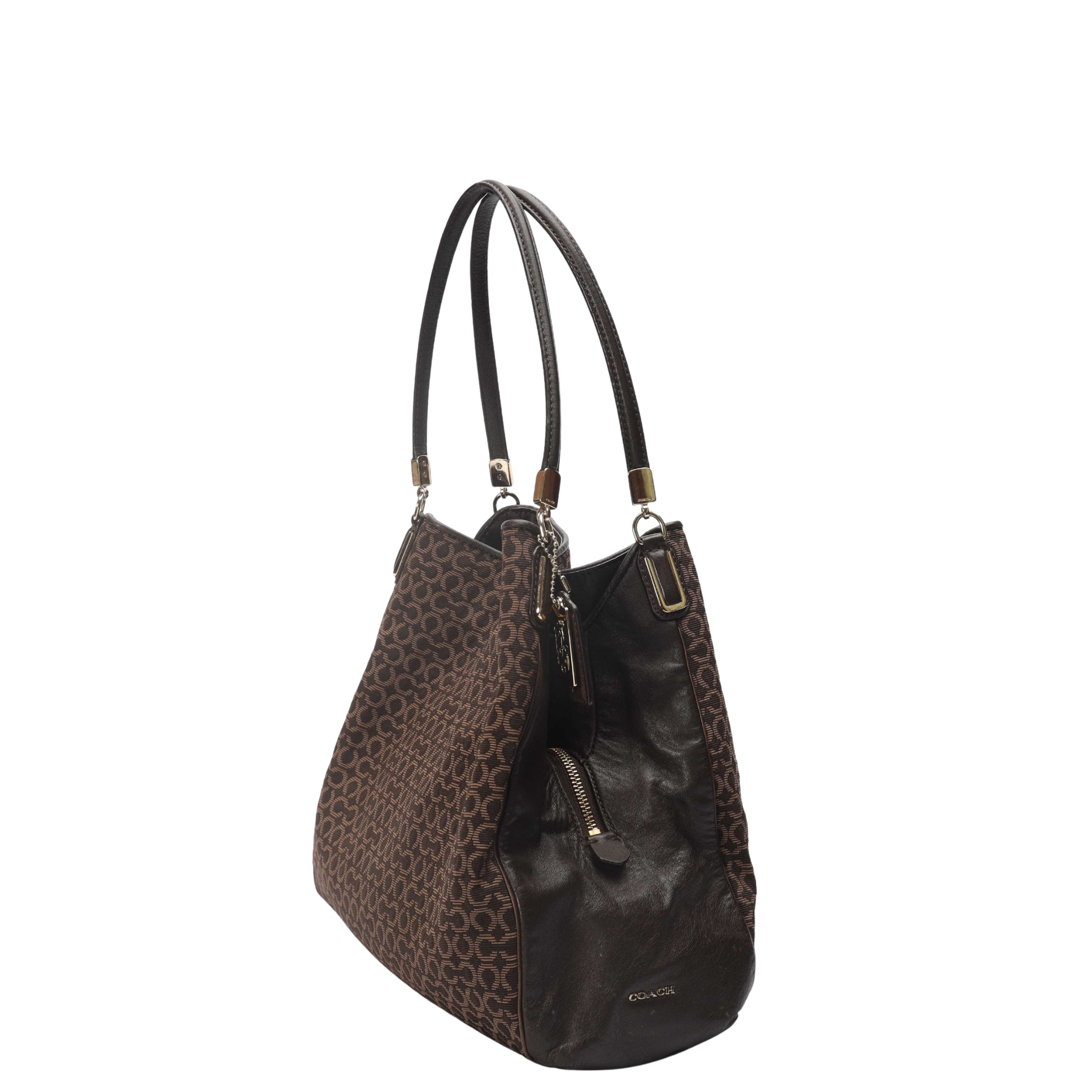 Coach Brown Signature Canvas Edie Shoulder Bag
