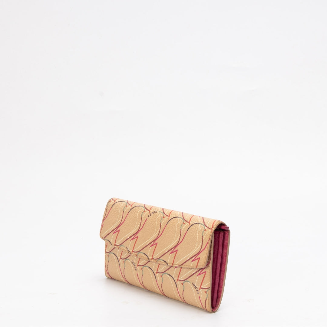 Fendi Bird Canvas Flap Wallet