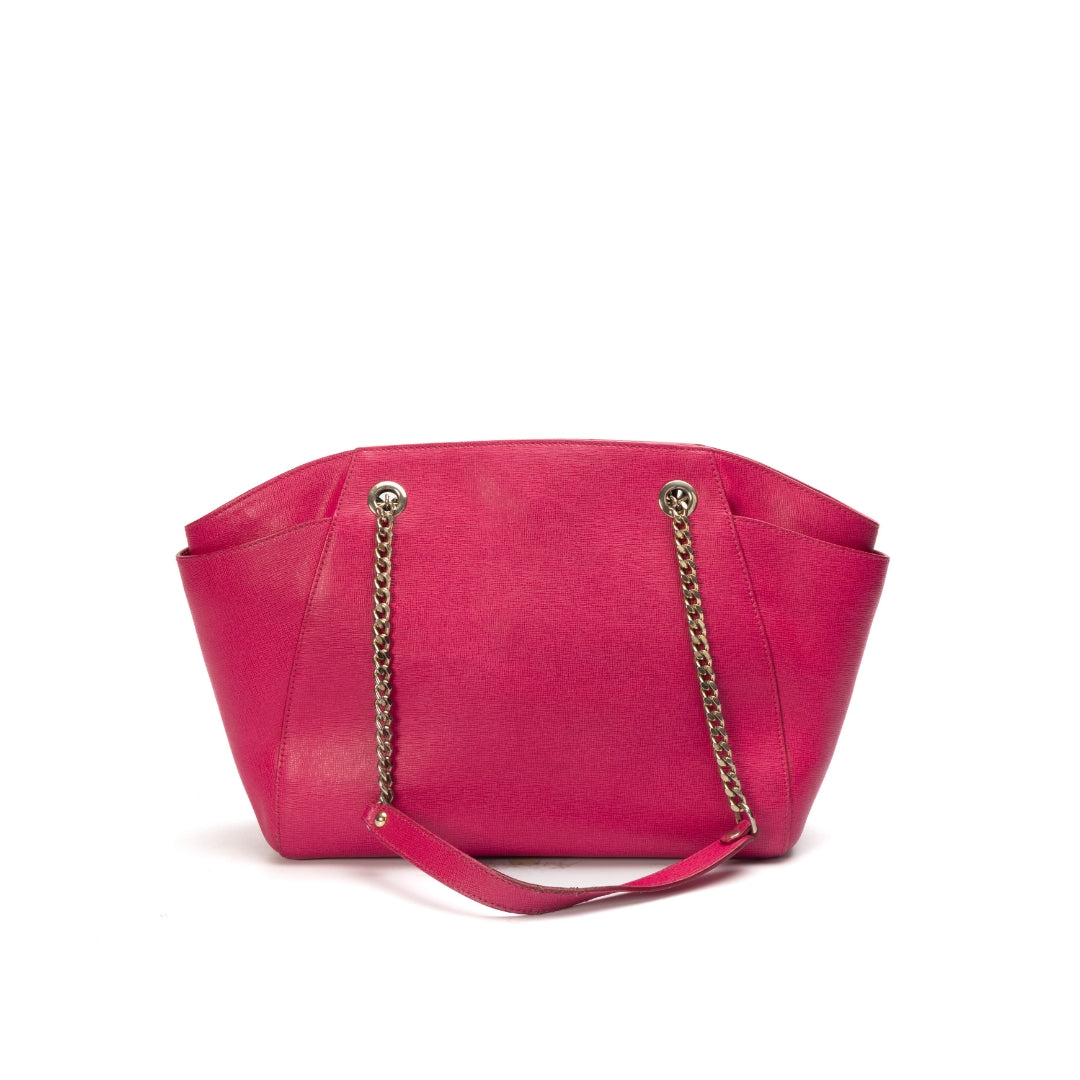 Furla Saffiano Leather Chain-Linked Shoulder Bag