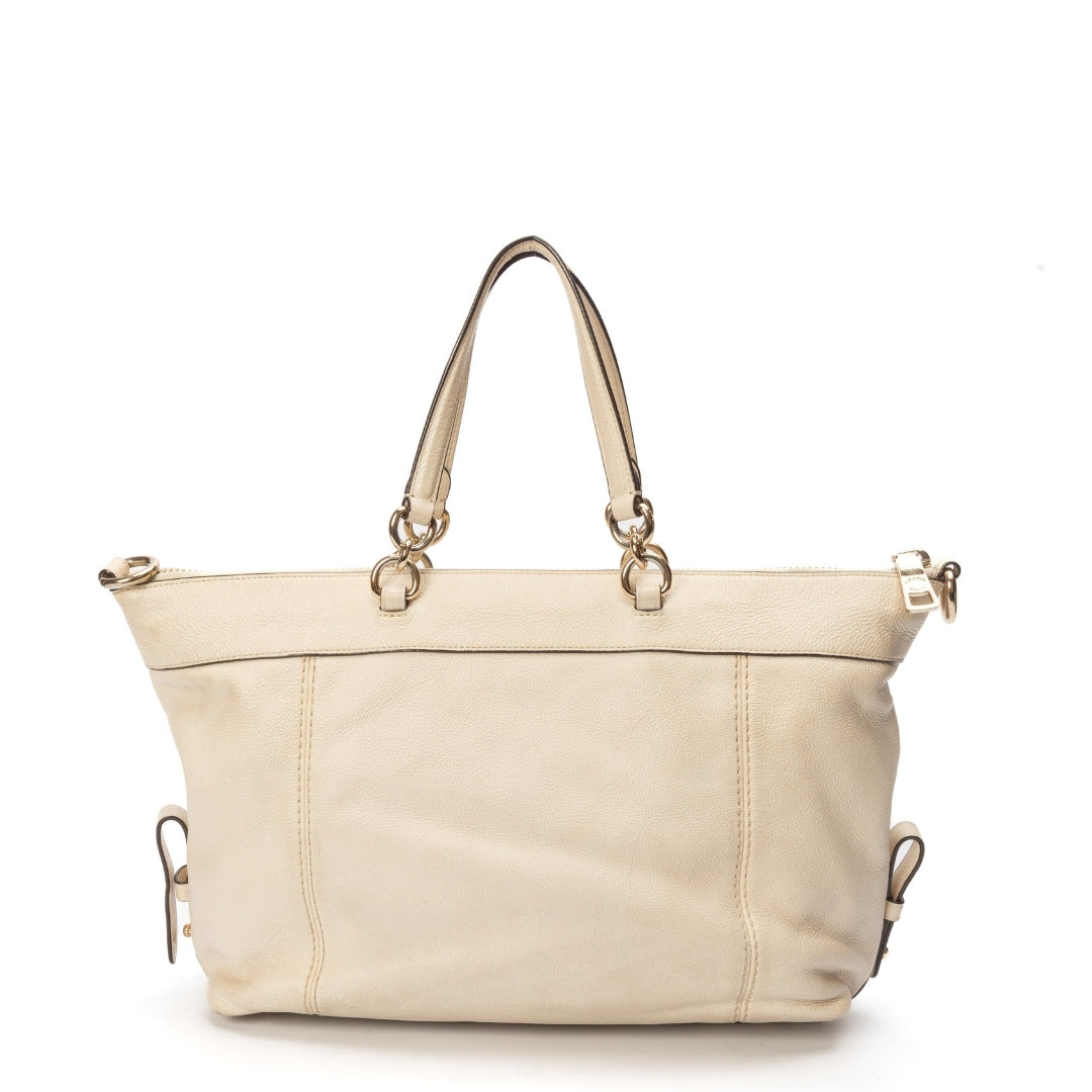 Coach Lenox Pebble Leather Cream Satchel