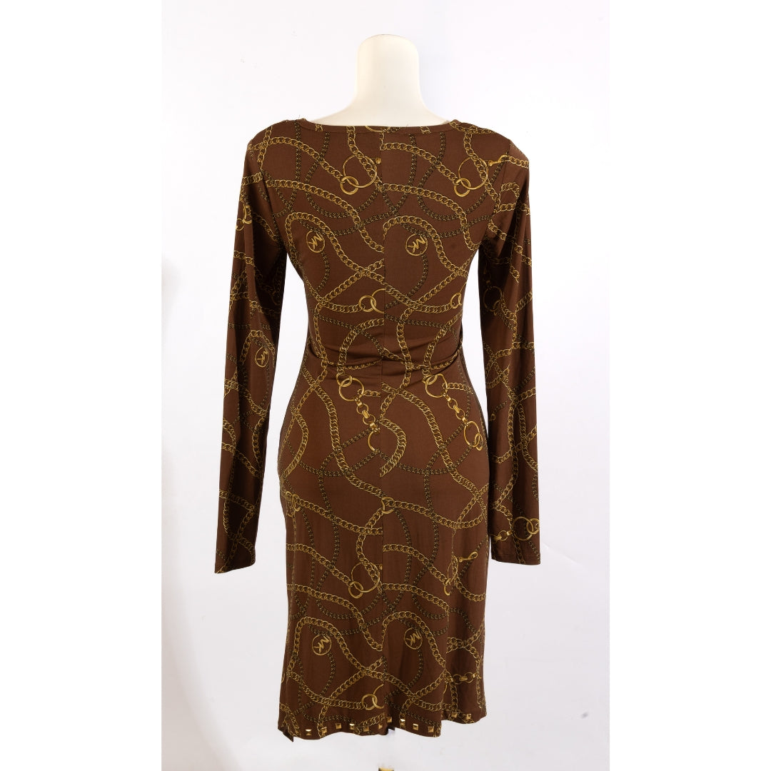Michael Kors Brown Printed Mini Dress