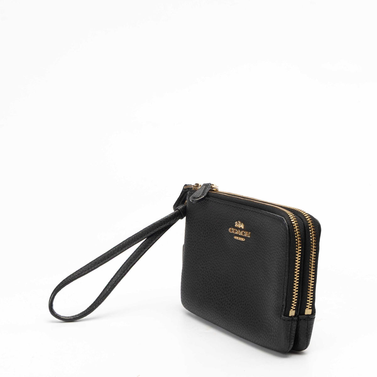 Coach Double Corner Zip Black Wallet