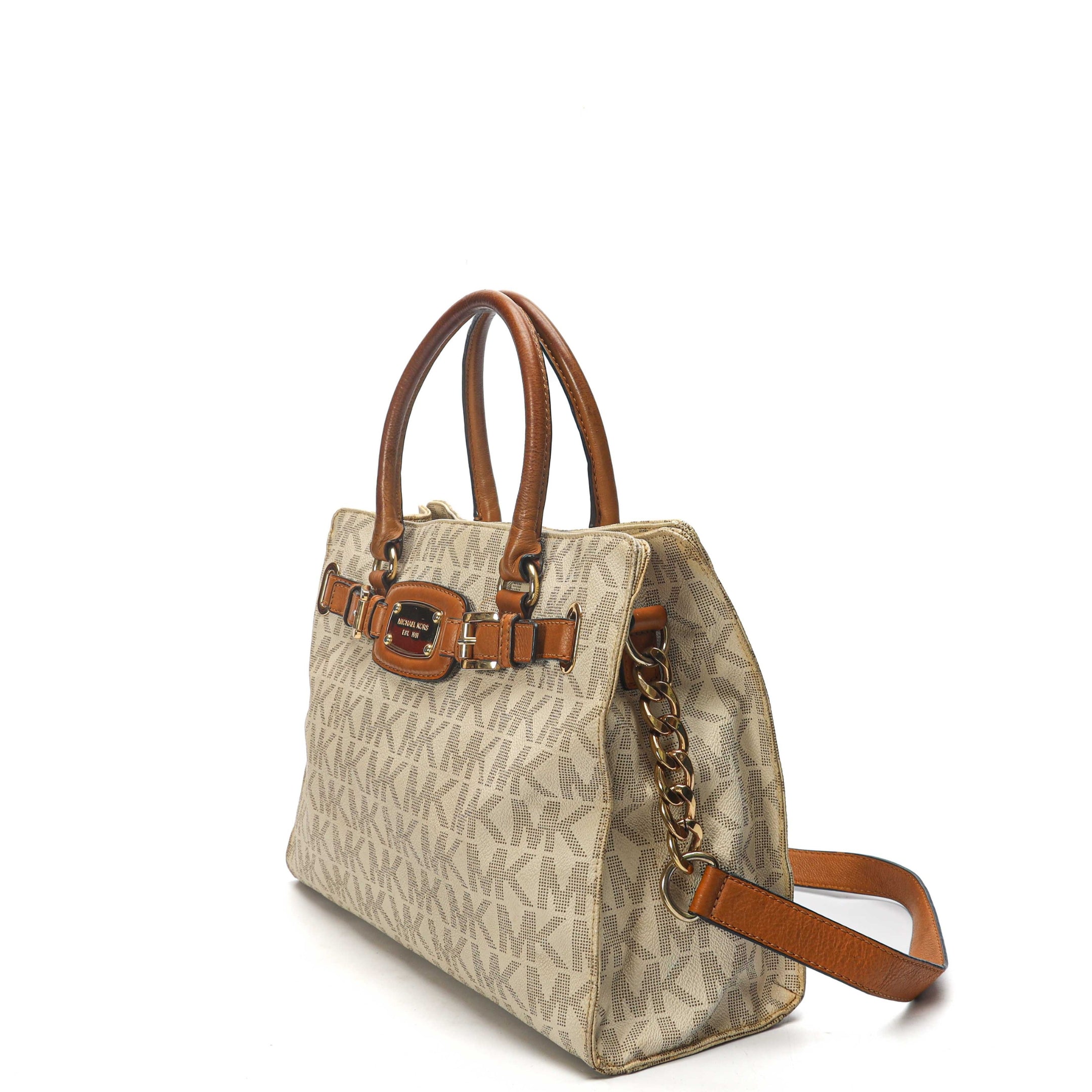 Michael Kors Logo Vanilla East West Hamilton Tote