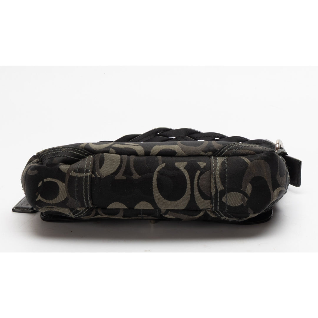 Coach Black Signature Canvas Leather Shoulder Bag