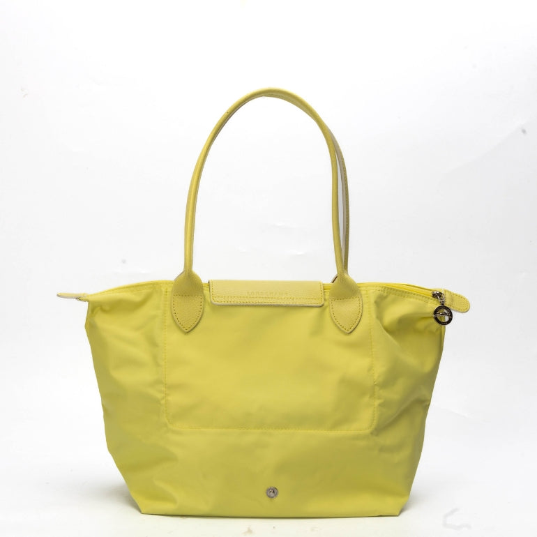 Longchamp Le Pliage Club Small Nylon Short Handle Tote Prune Lemon