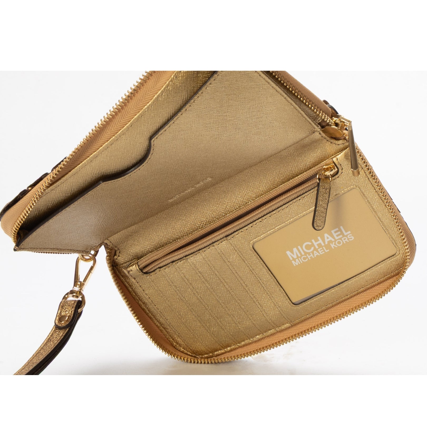 Michael Kors Gold Glitter Zippy Wallet