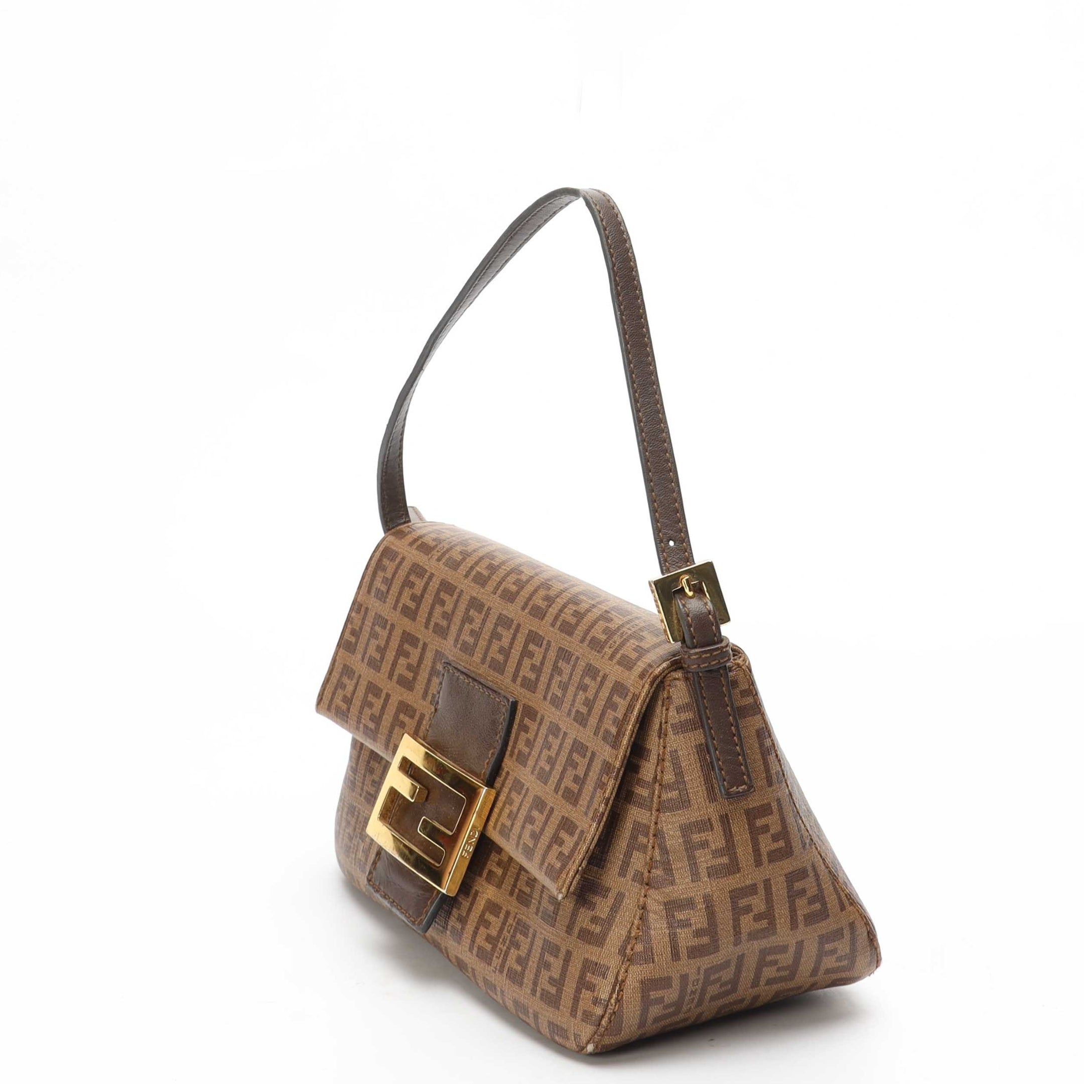 Fendi Brown Zucchino Canvas Mama Forever Bag