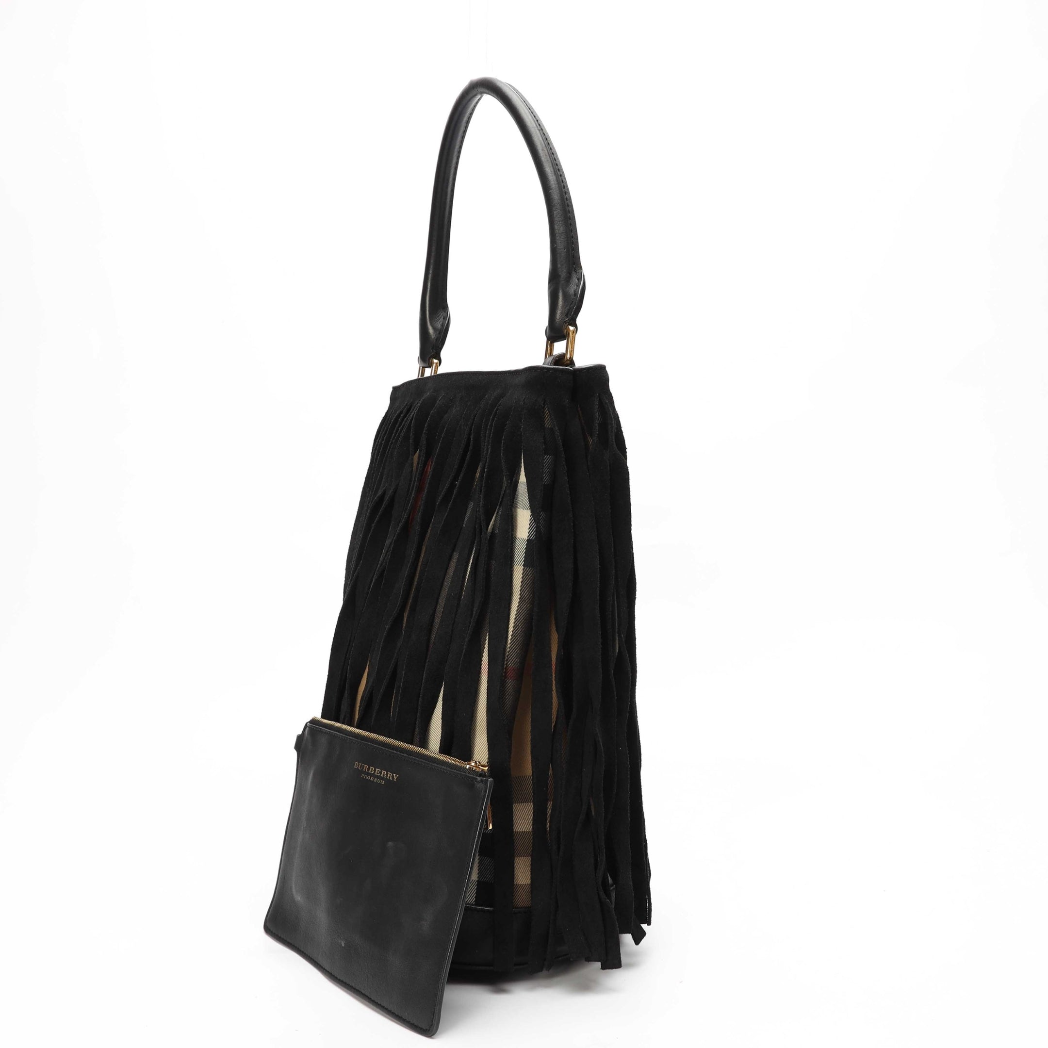 Burberry Prorsum Suede House Fringe Bucket Bag