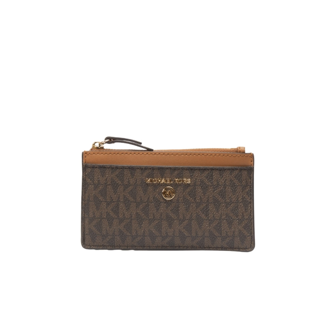 Michael Kors Logo Print Jet Set Charm Leather Card Case