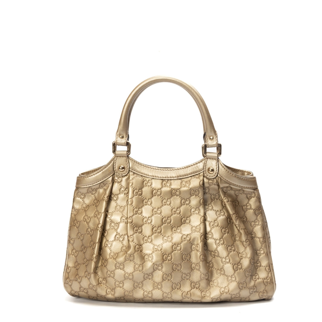 Gucci Gold GG Sukey Logo Shoulder Bag