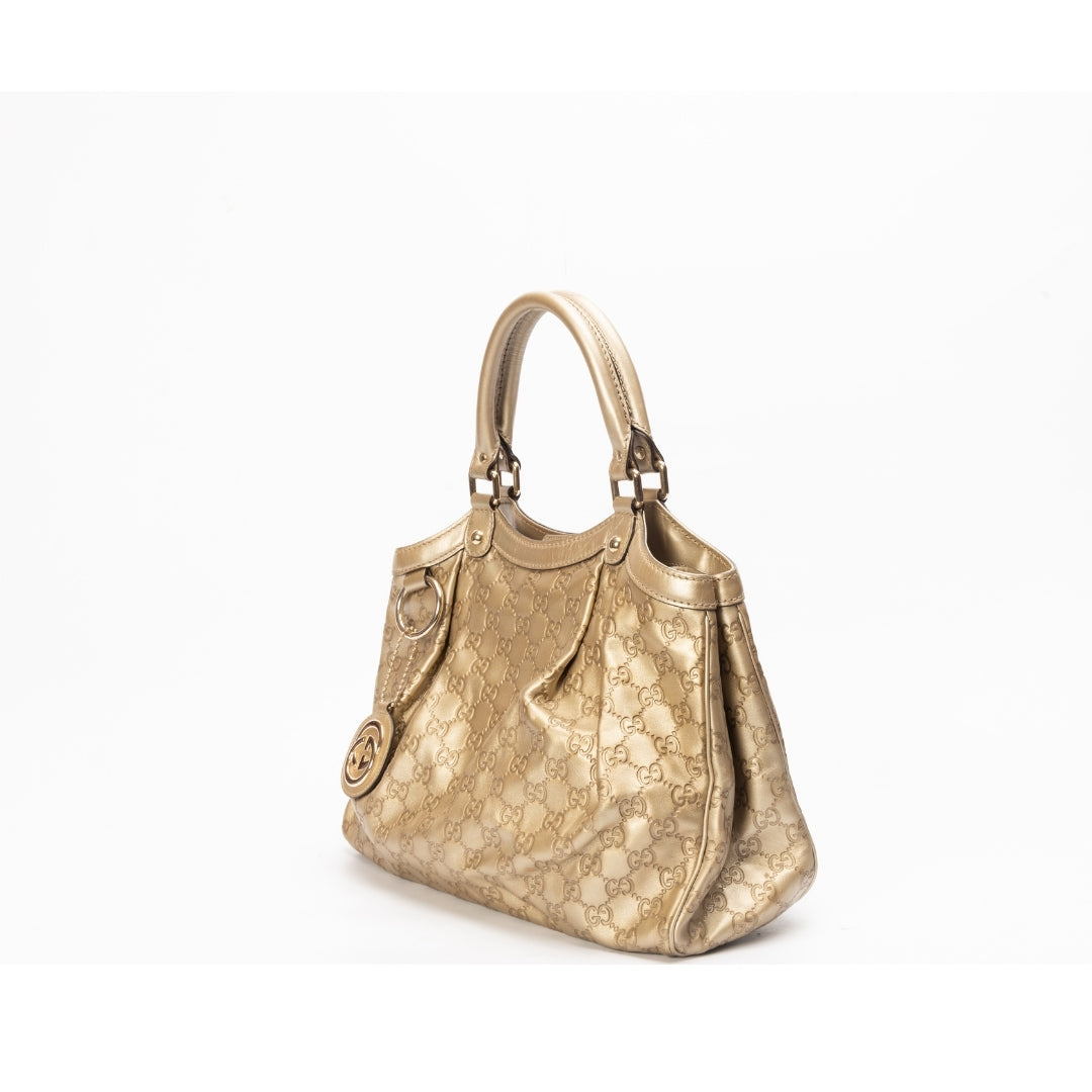Gucci Gold GG Sukey Logo Shoulder Bag